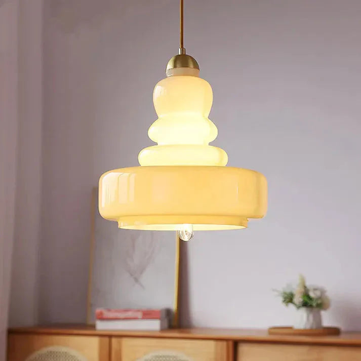 Orelia | retro szklana lampa wisząca o układzie piętrowym