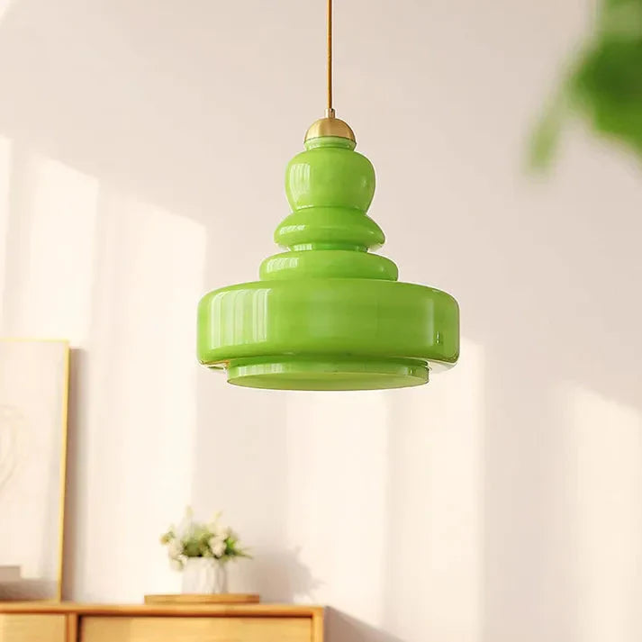 Orelia | retro szklana lampa wisząca o układzie piętrowym