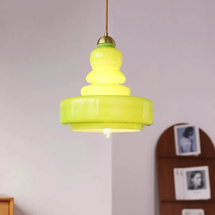 Orelia | retro szklana lampa wisząca o układzie piętrowym