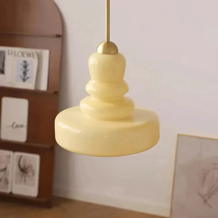 Orelia | retro szklana lampa wisząca o układzie piętrowym