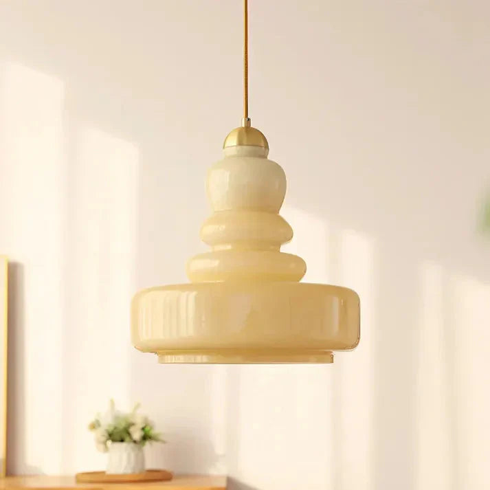 Orelia | retro szklana lampa wisząca o układzie piętrowym