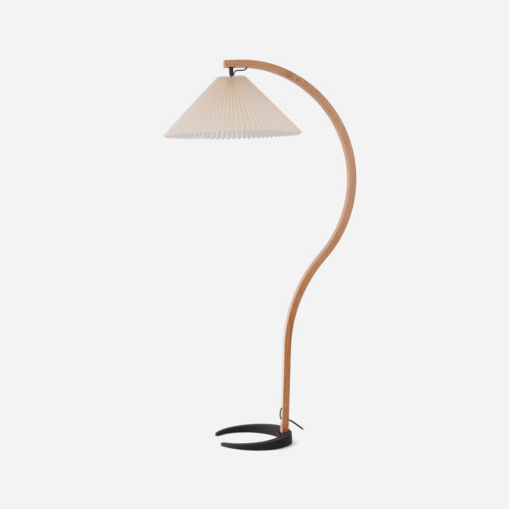 Clavina | Zakrzywiona drewniana lampa podłogowa