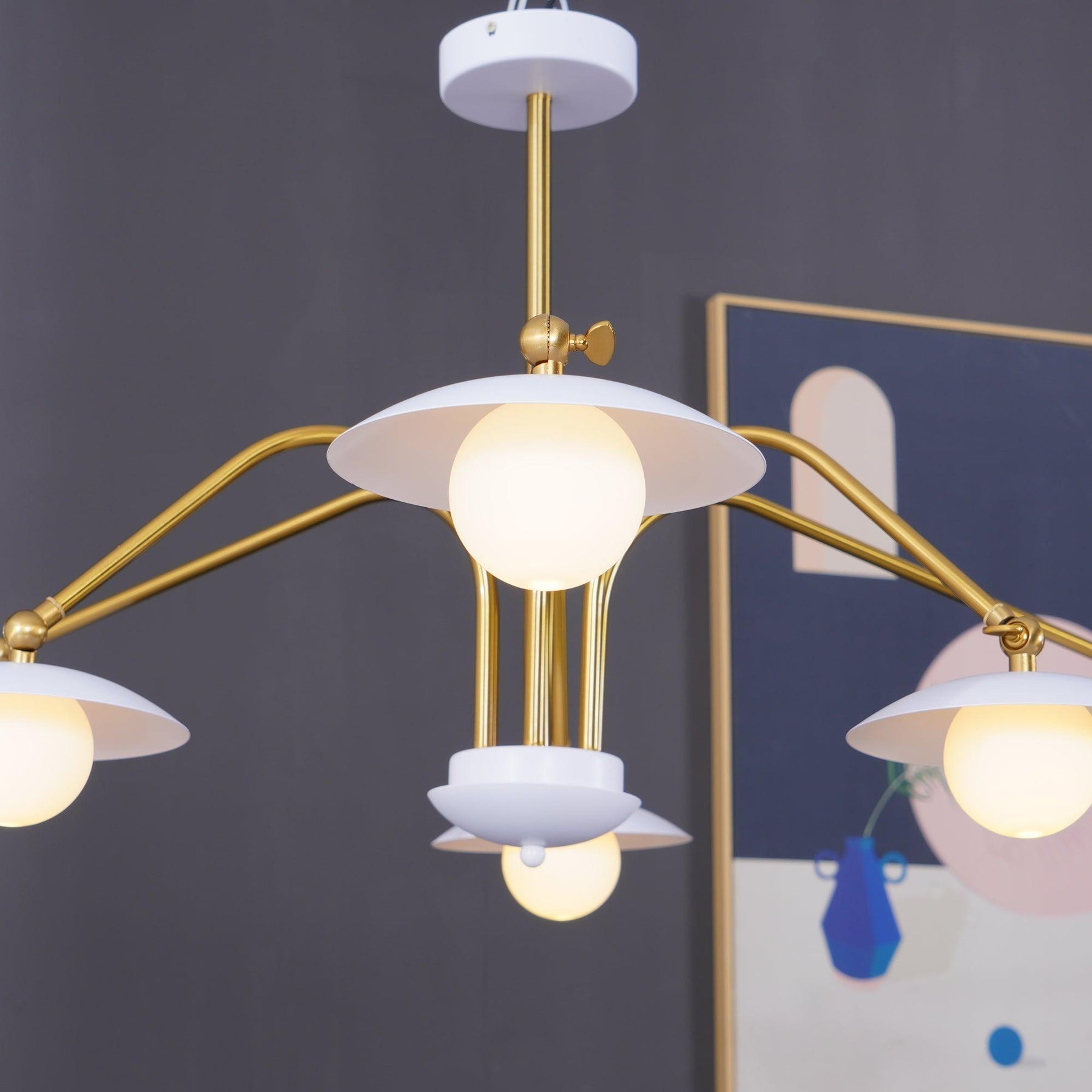Elara | Żyrandol ze szkła i żelaza w stylu art déco