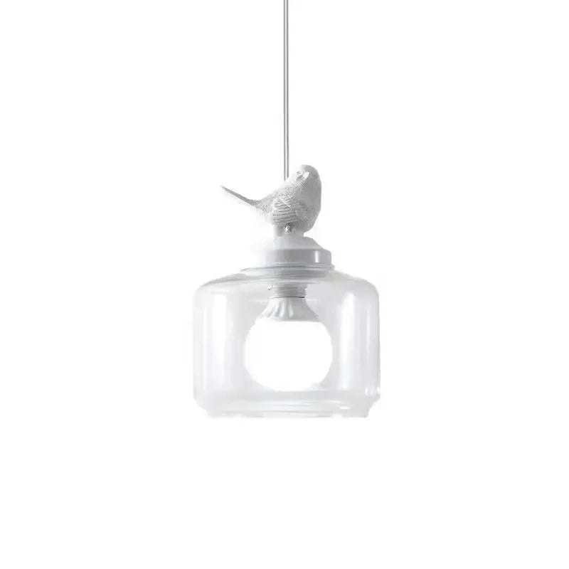 Avelora | Lampa wisząca z ptakiem i szklanym cylindrem