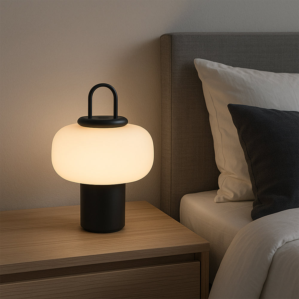 Novira | Lampa stołowa LED z kloszem z opalizującego szkła