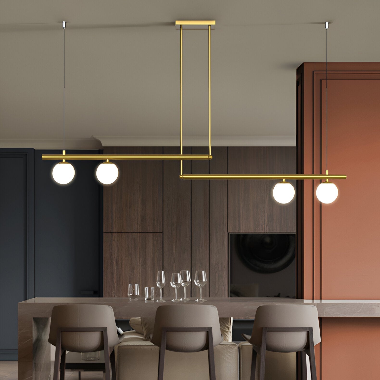 Lana | Nordic Linear Lampa wisząca do stołu jadalnego