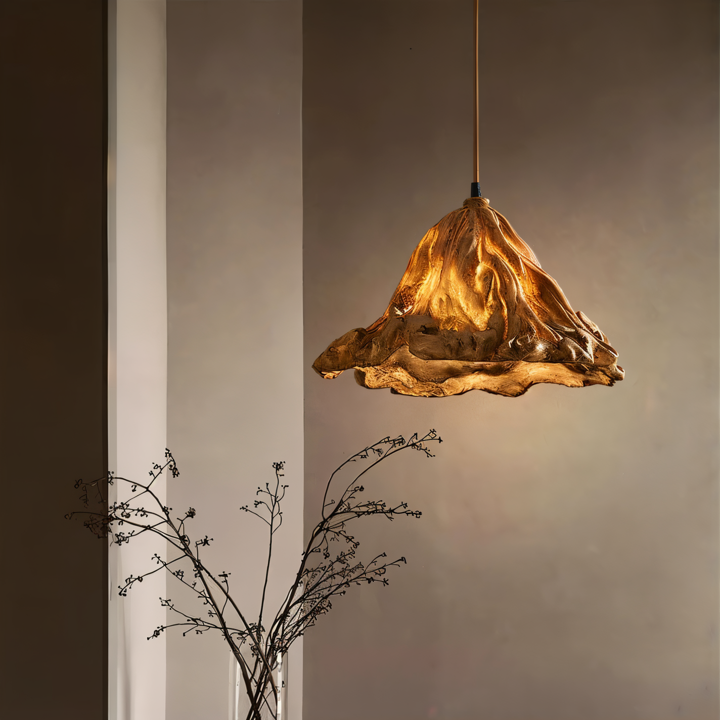 Dravena | Lampa wisząca z drewnianym wzorem