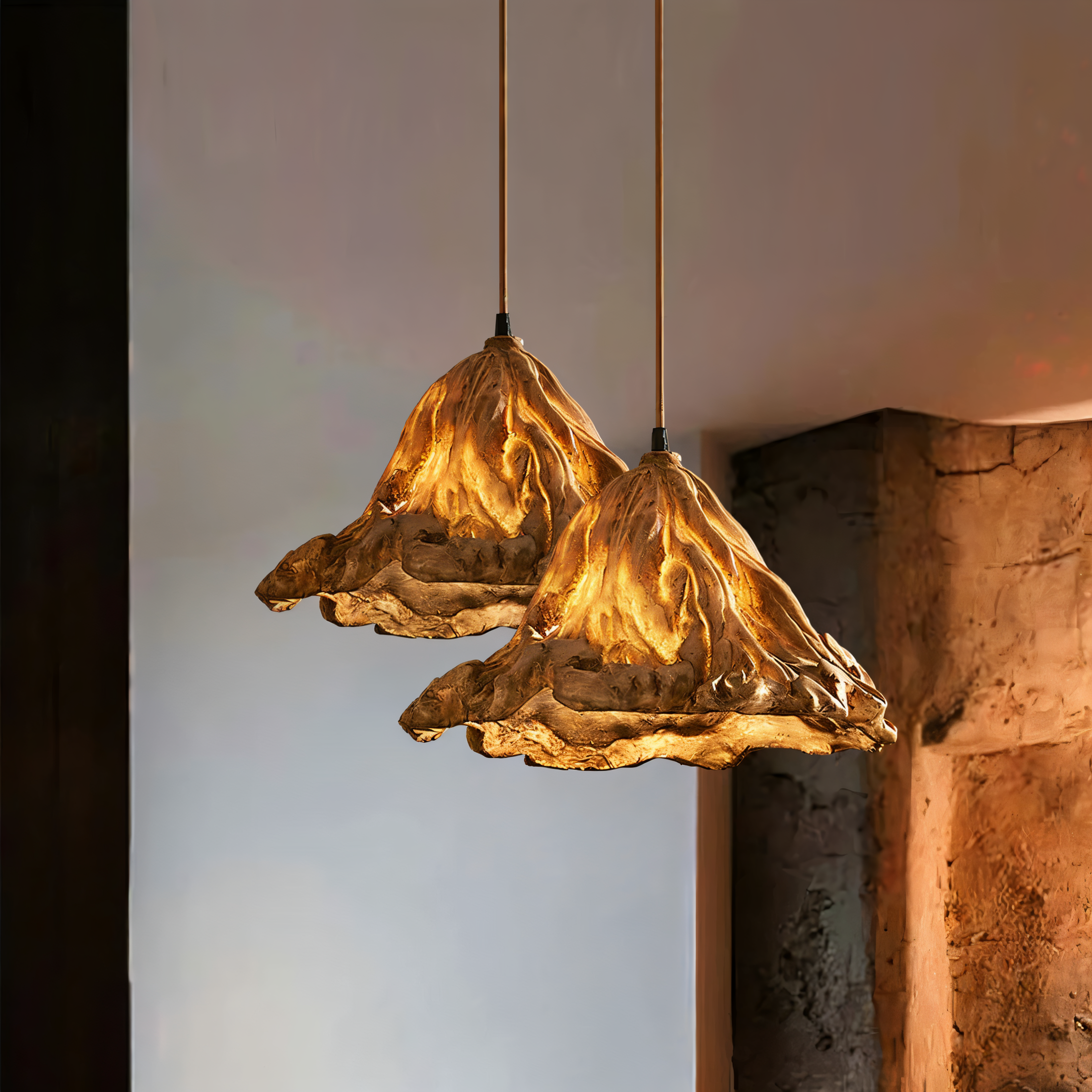 Dravena | Lampa wisząca z drewnianym wzorem