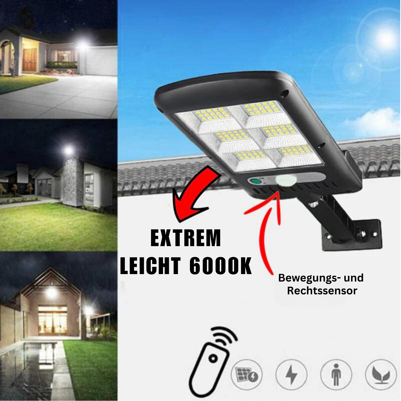 Veyron | Solarowa lampa ścienna LED z czujnikiem ruchu