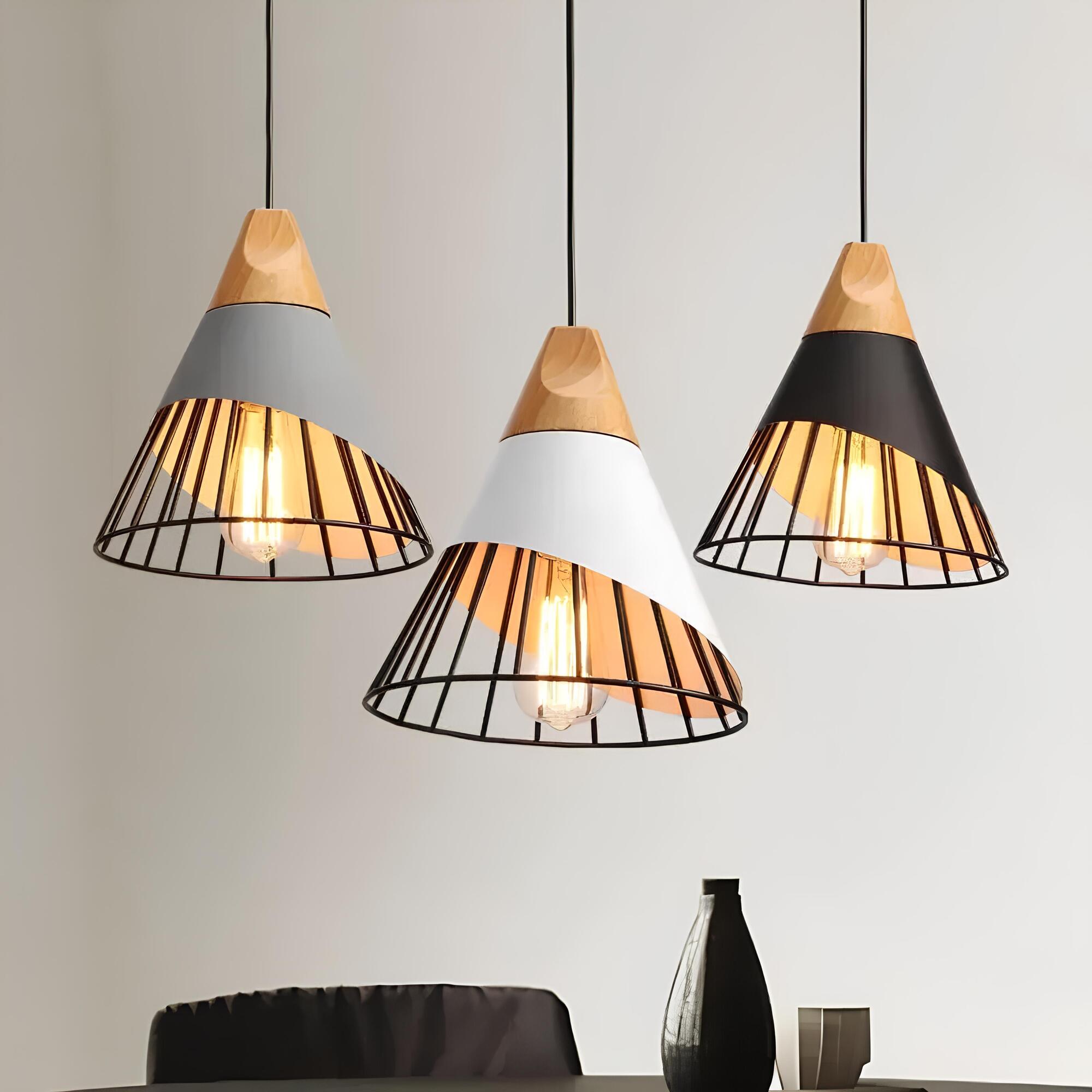 Melora | Lampa wisząca w stylu drewniano-metalowym