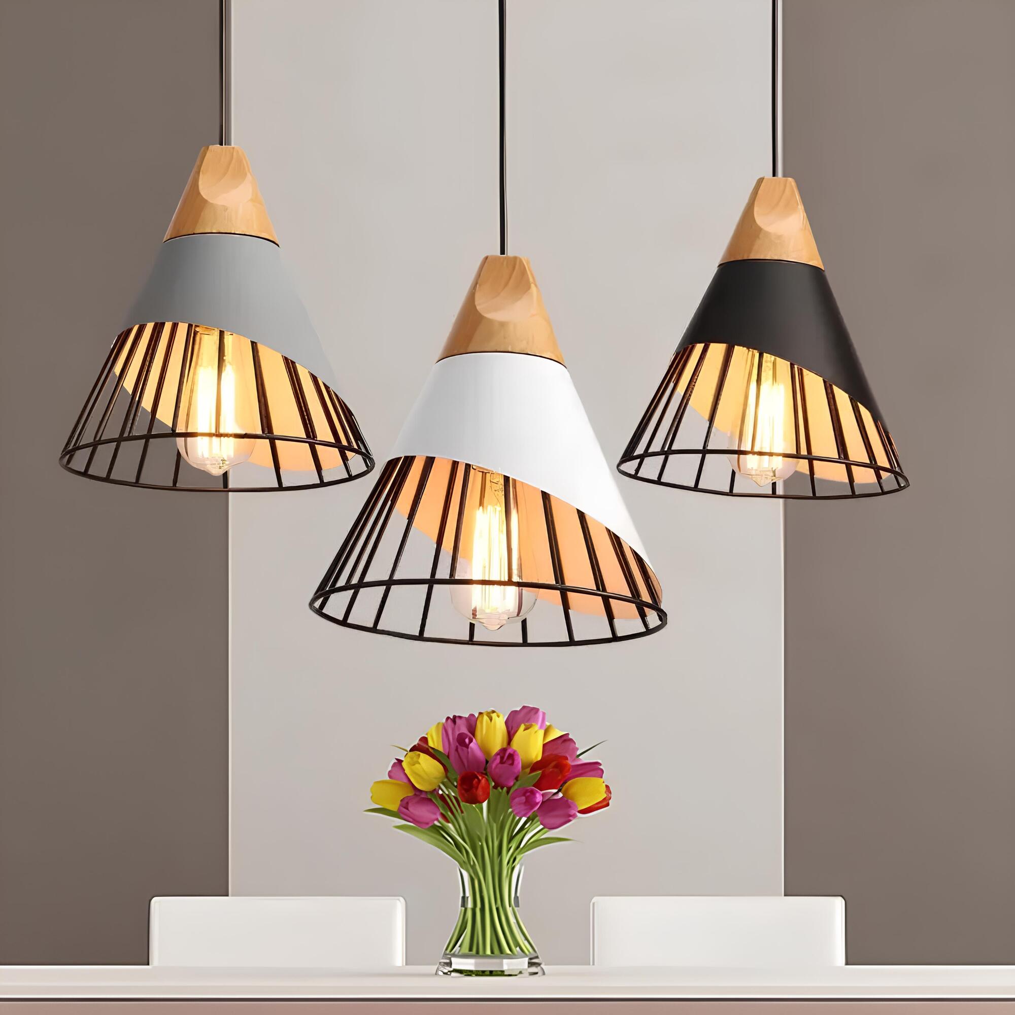 Melora | Lampa wisząca w stylu drewniano-metalowym