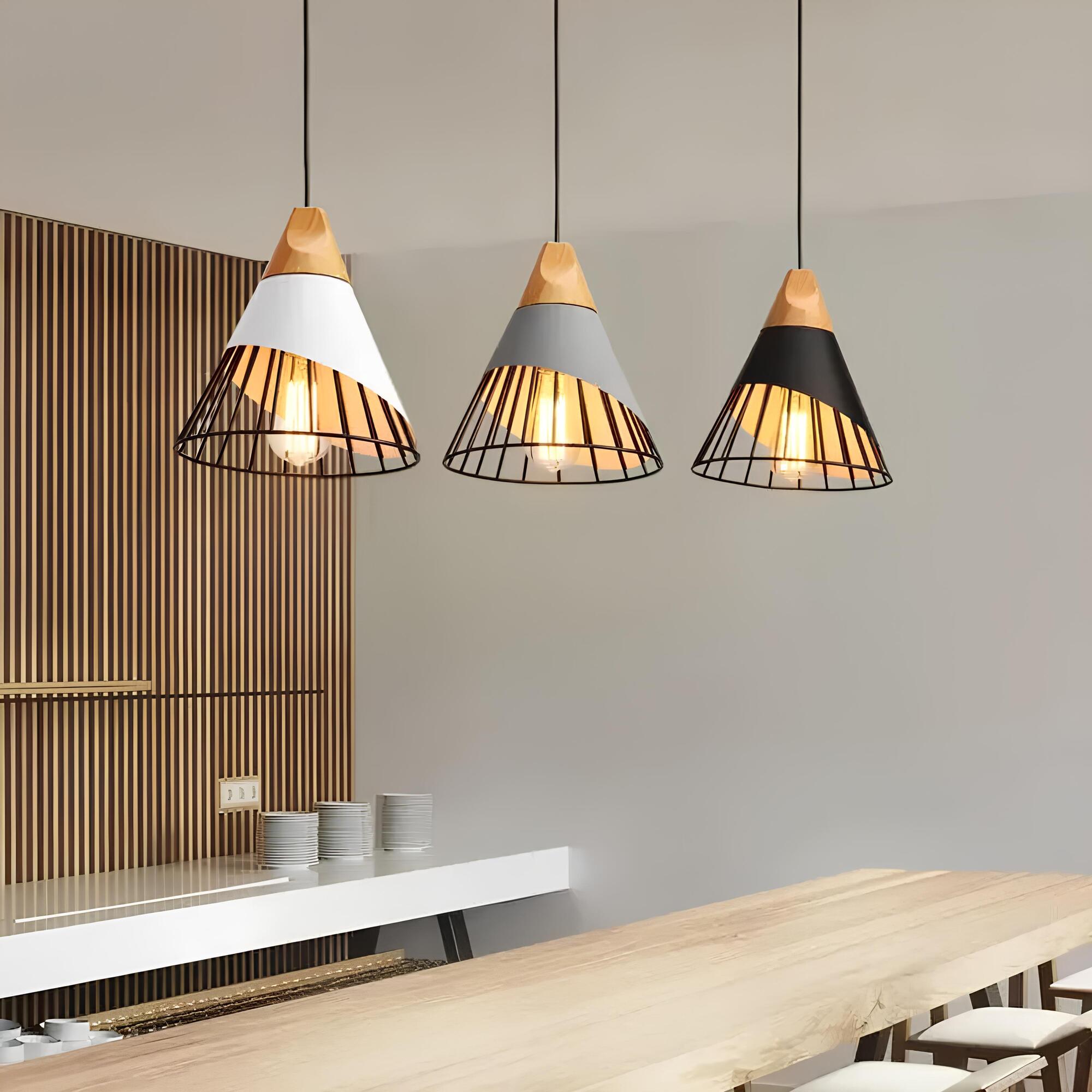 Melora | Lampa wisząca w stylu drewniano-metalowym
