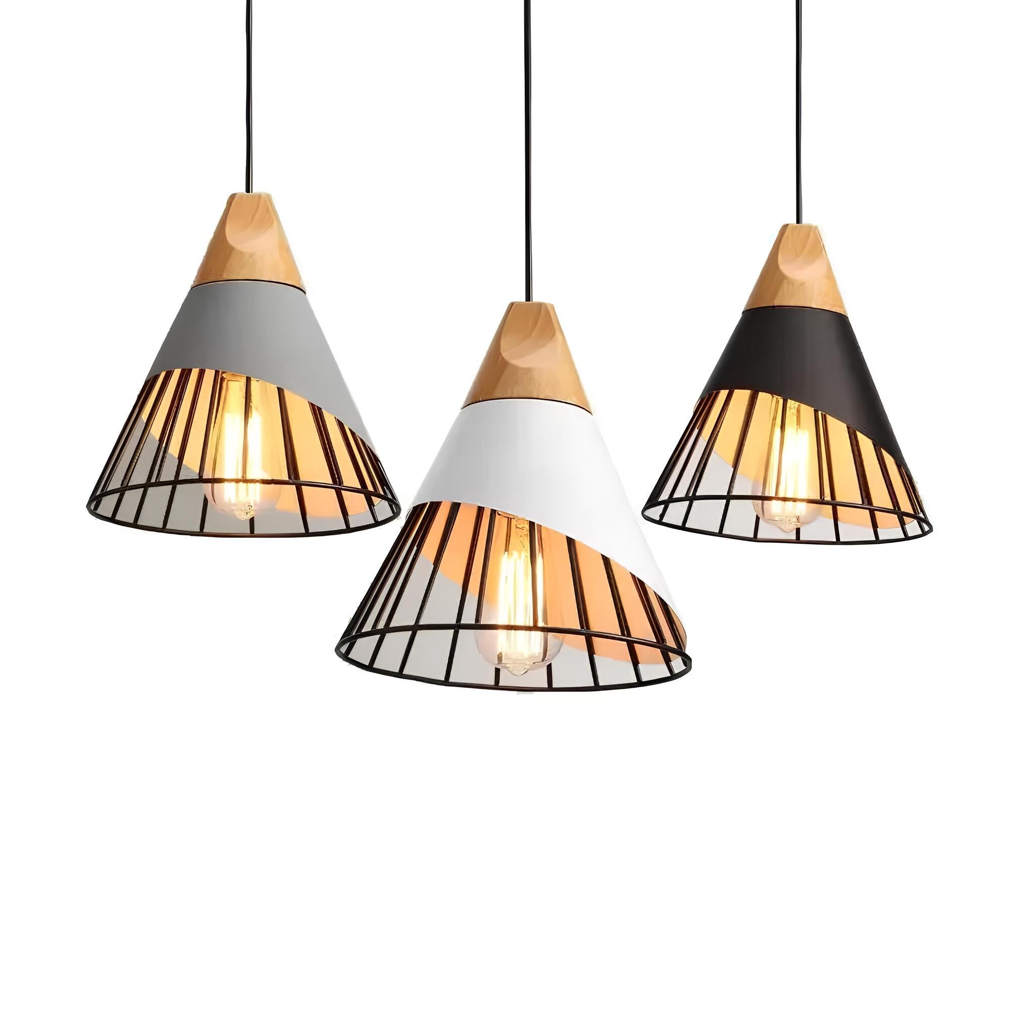 Melora | Lampa wisząca w stylu drewniano-metalowym