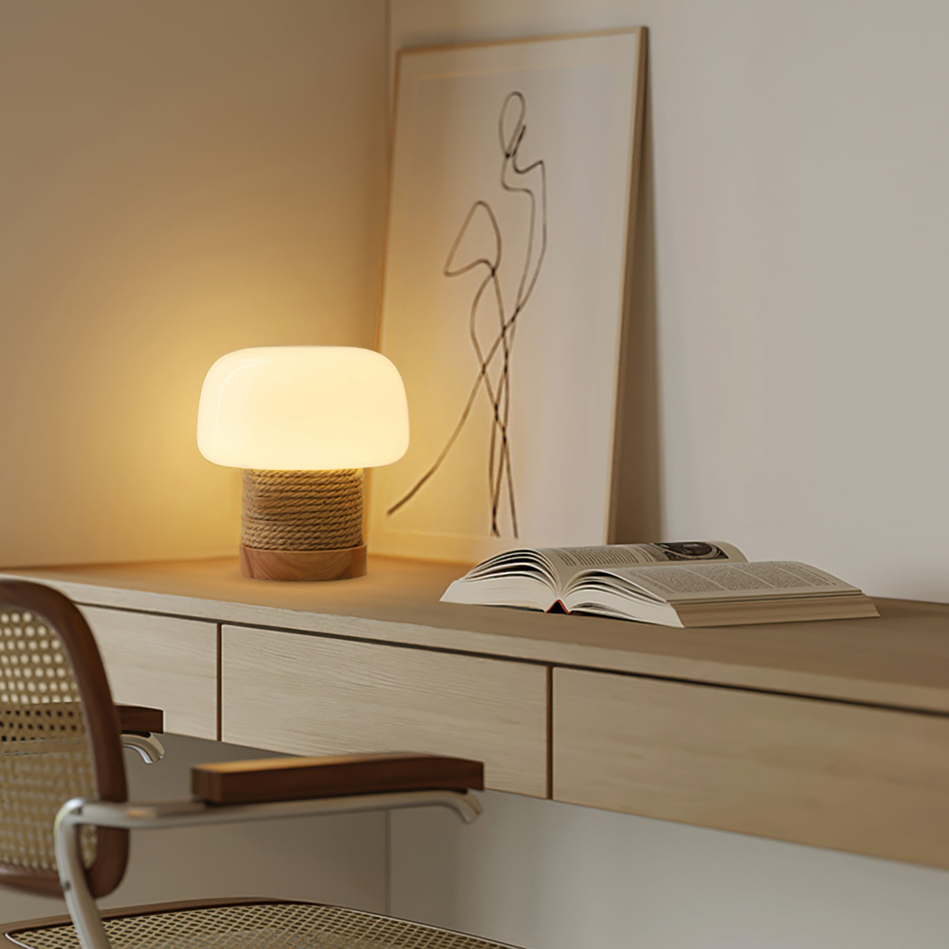 Lumo | Nowoczesna lampa stołowa LED z minimalistyczną drewnianą podstawą