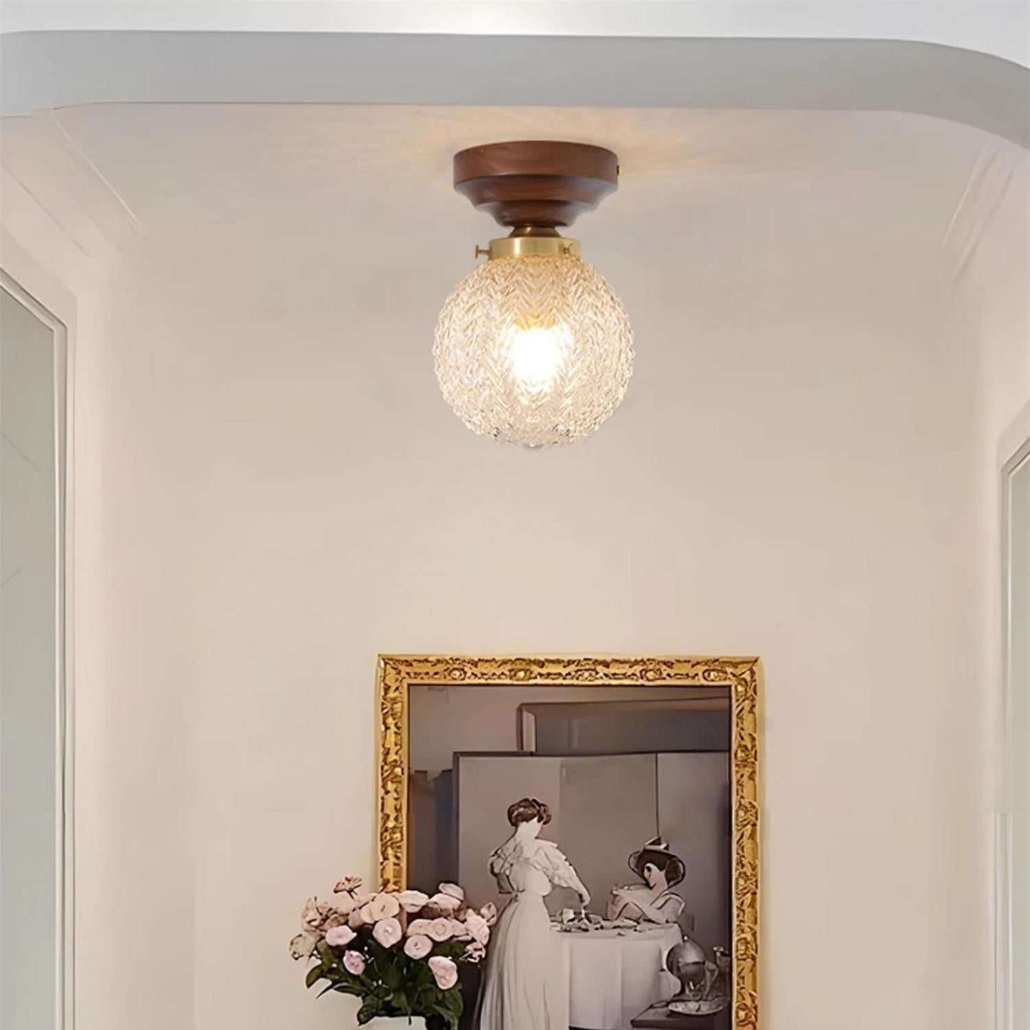 Retro | Lampa sufitowa ze szkła kryształowego