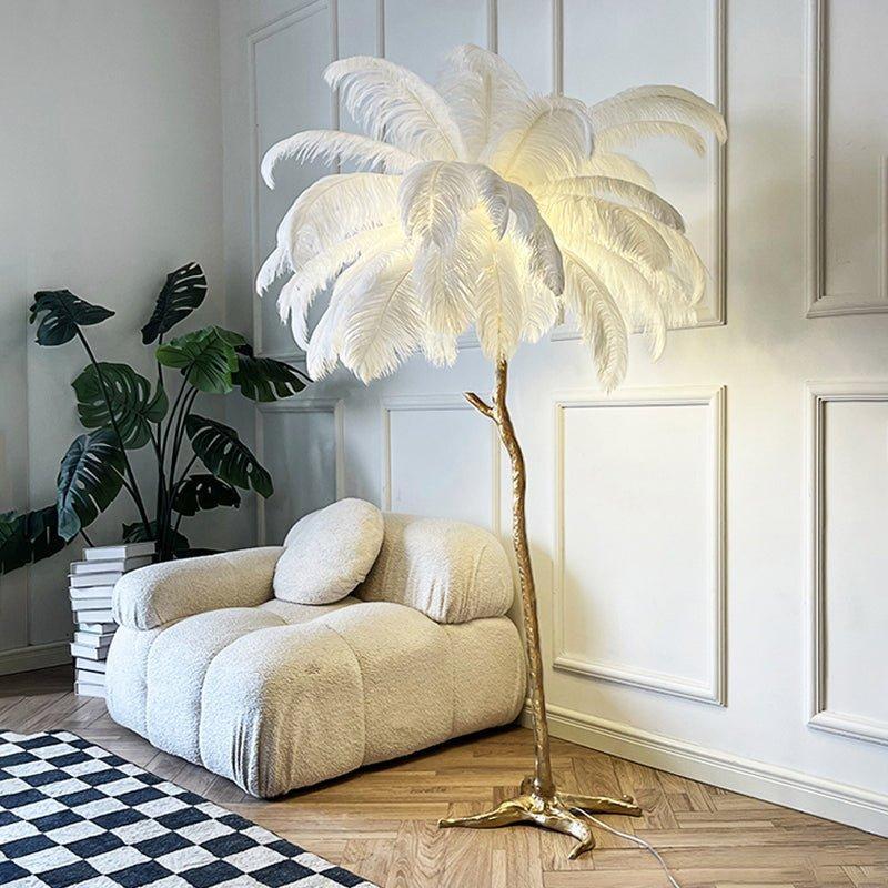Nocturna | Lampa podłogowa z abażurem z piór, nowoczesny design