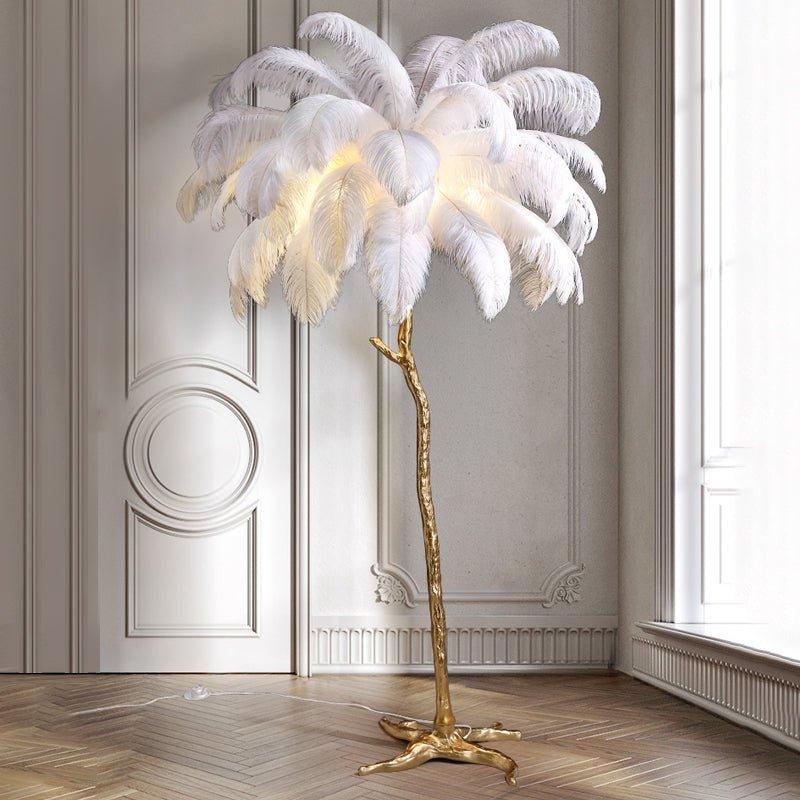 Nocturna | Lampa podłogowa z abażurem z piór, nowoczesny design