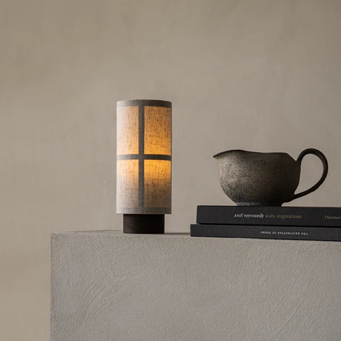 Lioren | Stołowa lampa cylindryczna z abażurem z tkaniny
