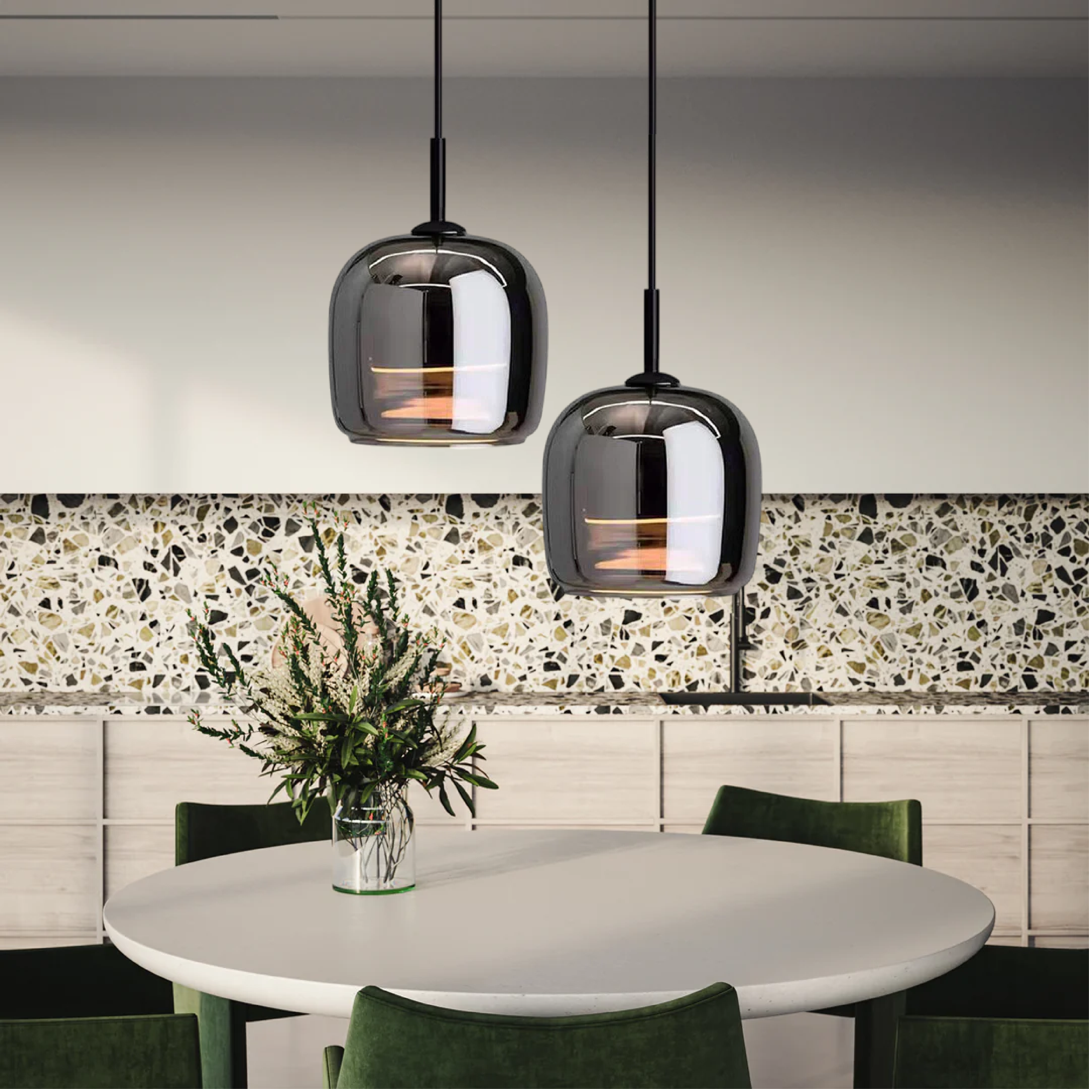 Glazura | Lampa wisząca ze szkła dymionego