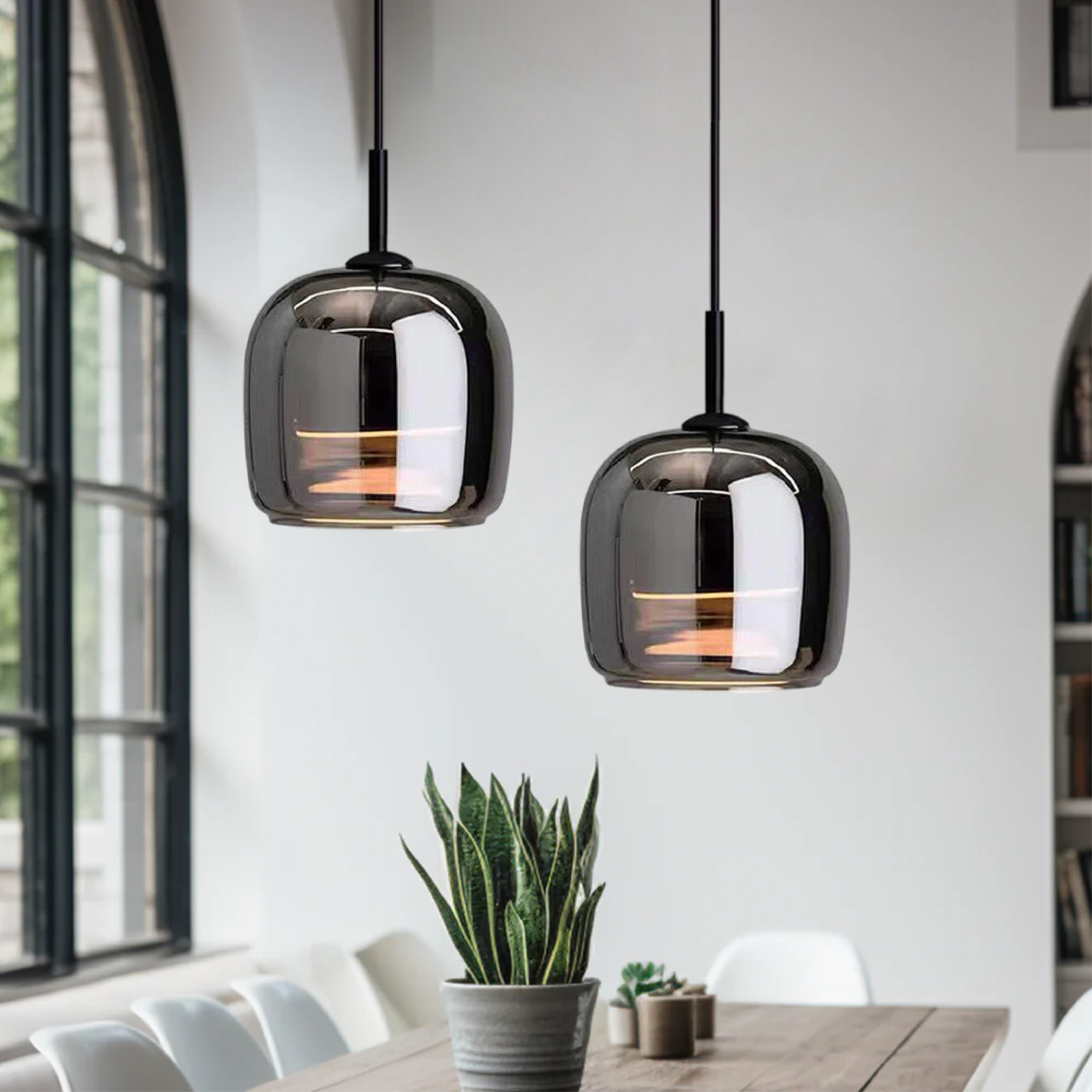 Glazura | Lampa wisząca ze szkła dymionego