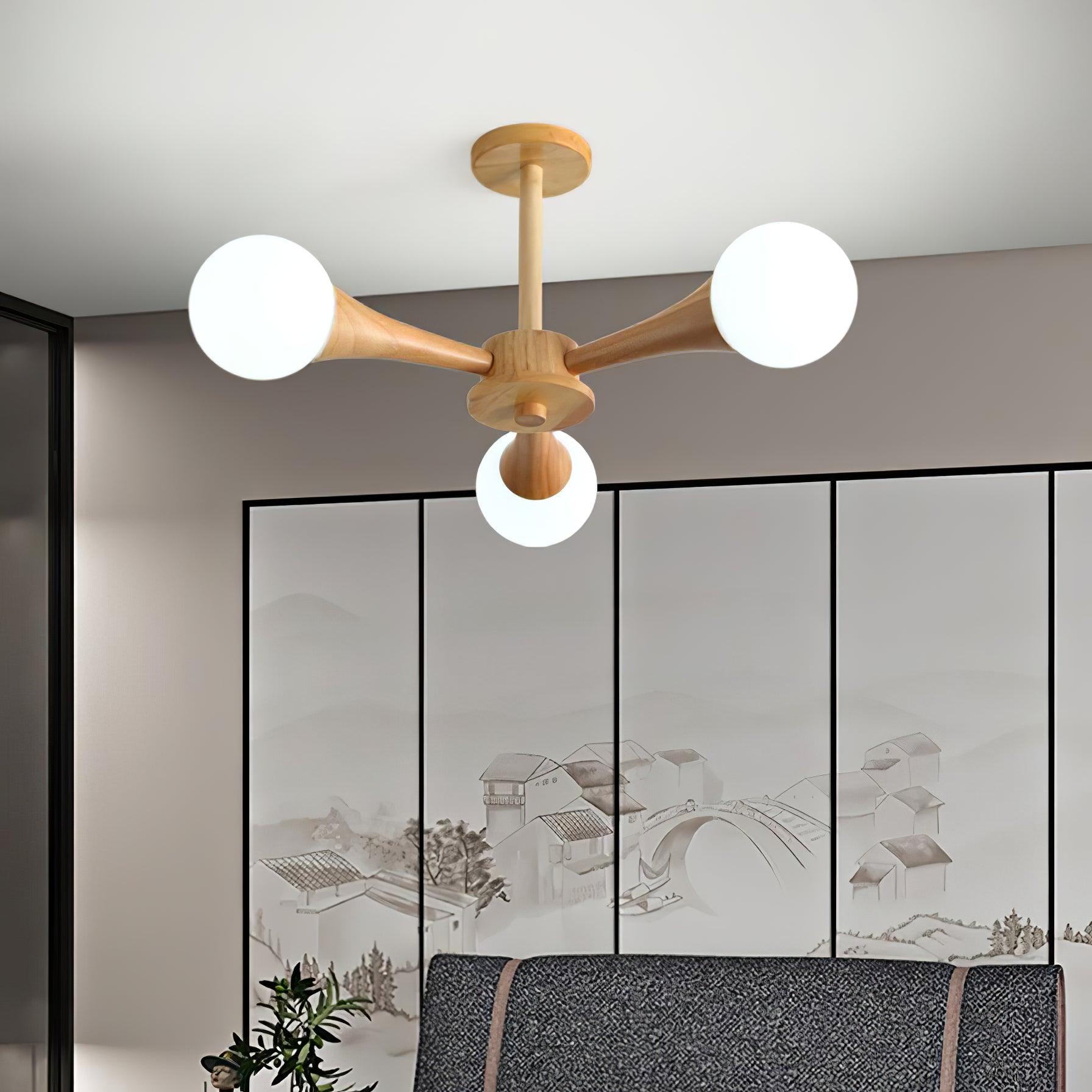 Trevian | Drewniana lampa sufitowa LED z 4 światłami