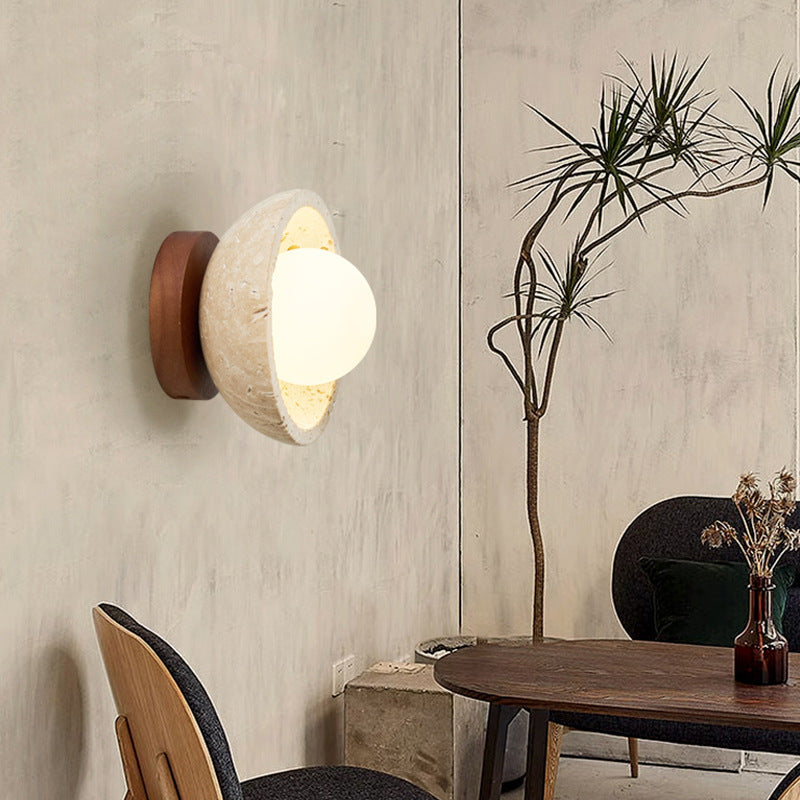 Boho | Kinkiet LED z naturalnego kamienia trawertynowego