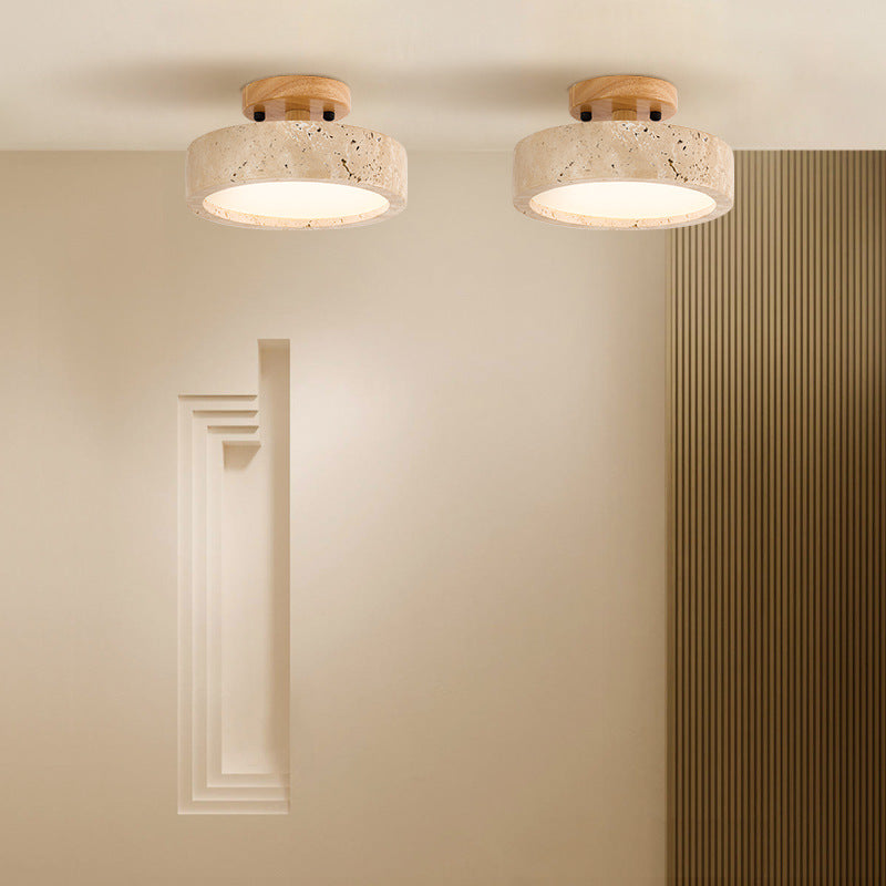 Nera | Okrągła lampa sufitowa LED z trawertynu