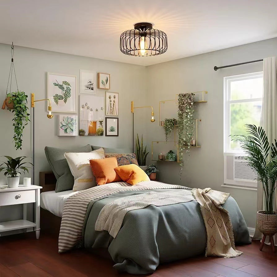 Cuckoo | Lampa sufitowa industrialna w kształcie klatki dla ptaków