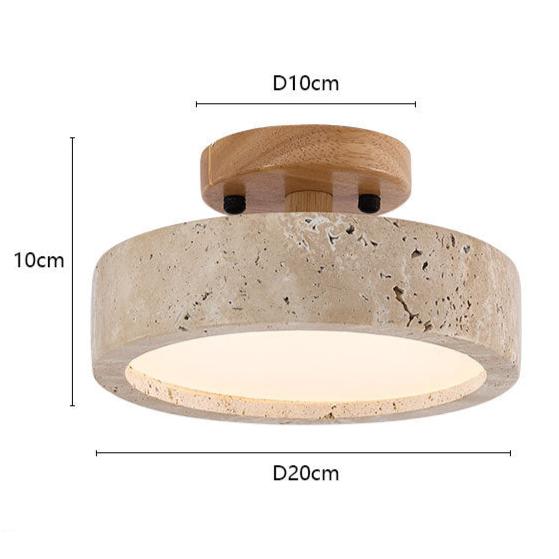 Nera | Okrągła lampa sufitowa LED z trawertynu