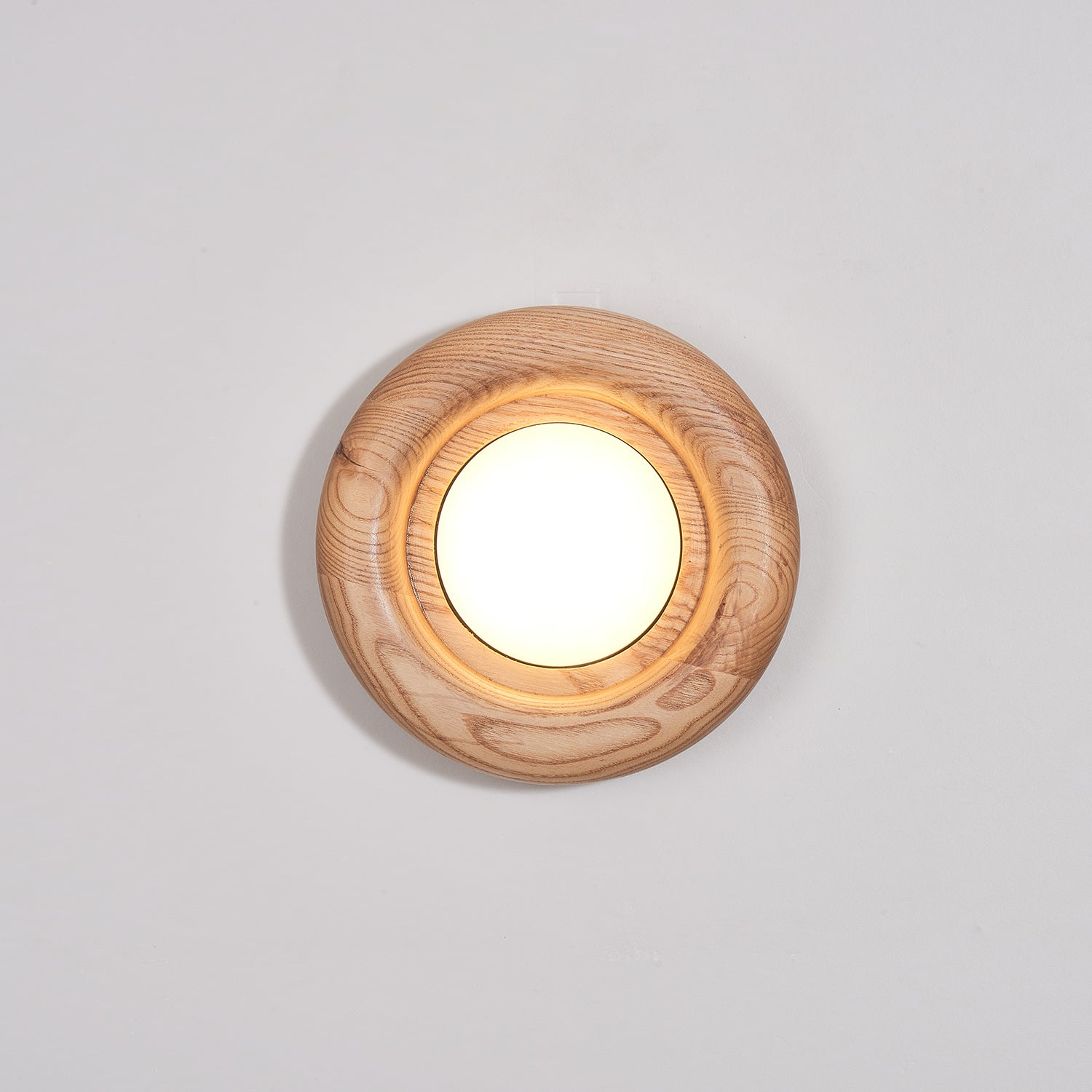 Orvian | Okrągła lampa ścienna z drewnianą ramą