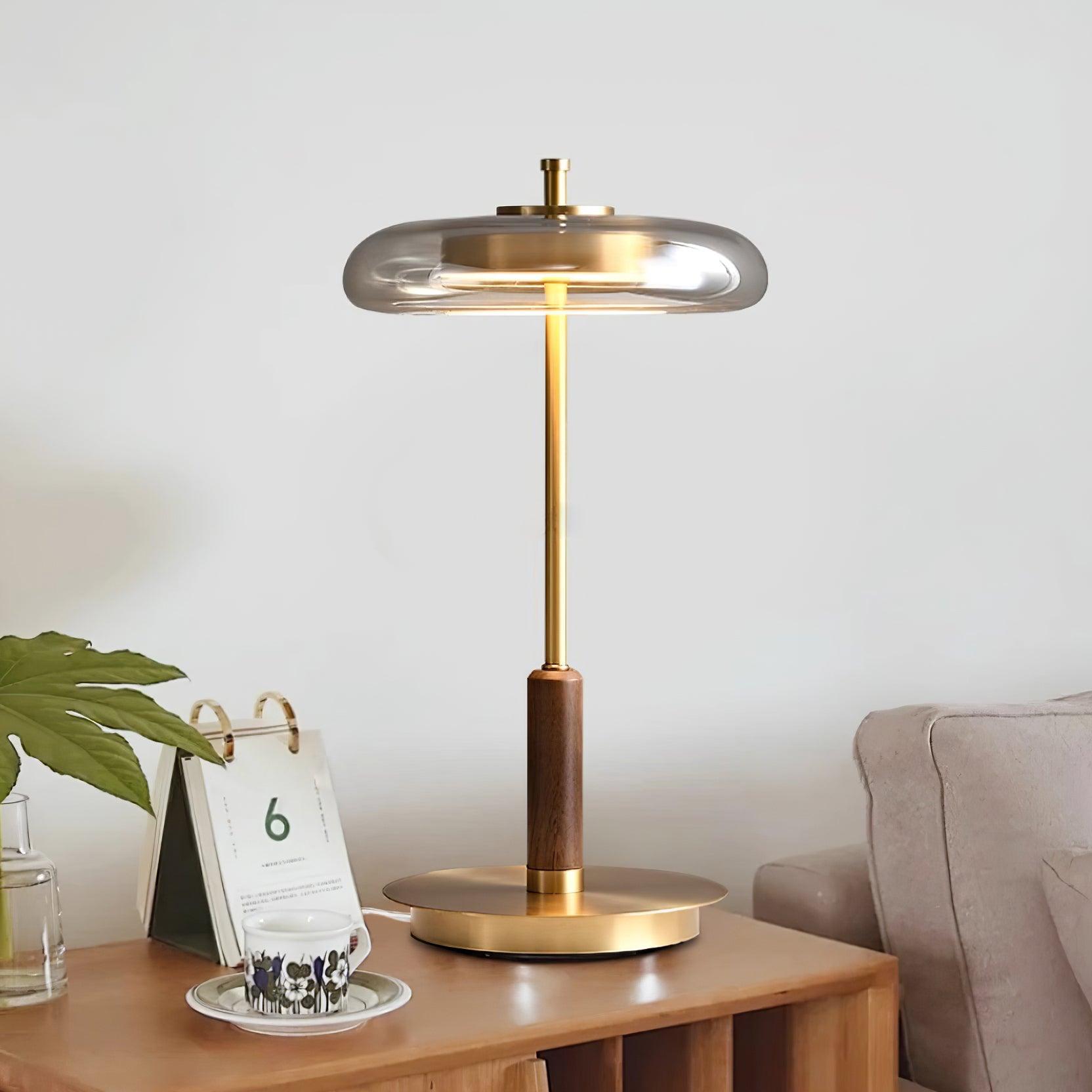 Lumisol | Lampa stołowa ze szkła i drewna