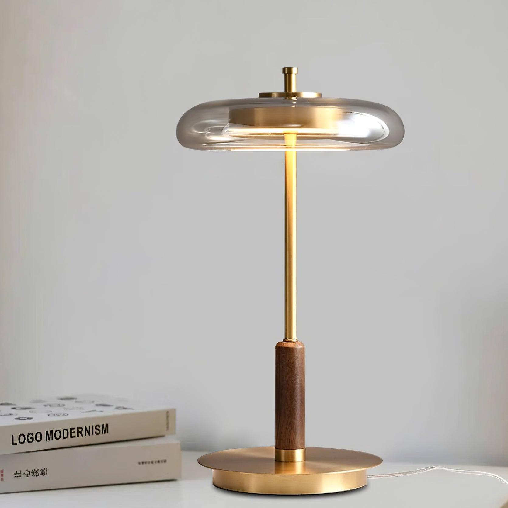 Lumisol | Lampa stołowa ze szkła i drewna