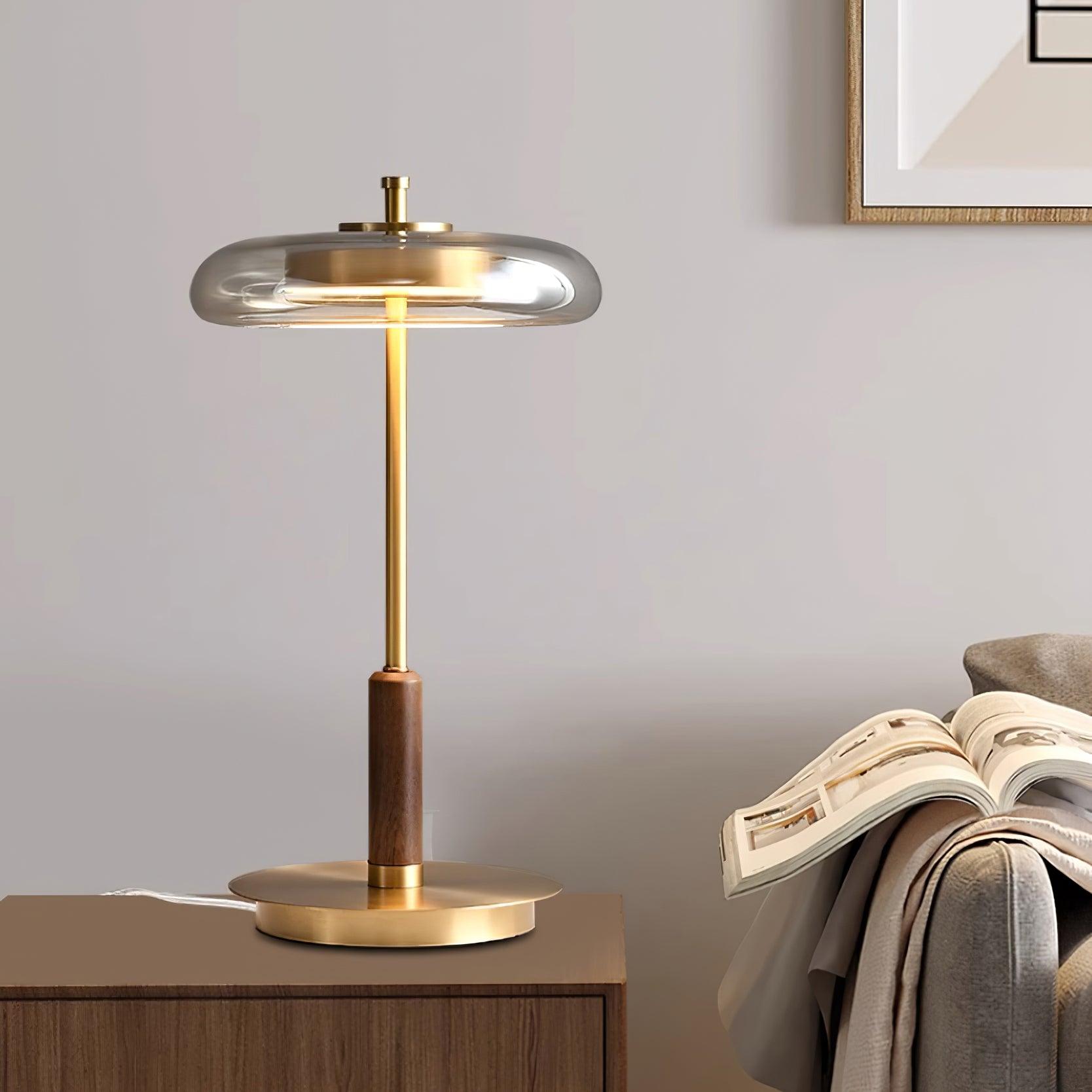 Lumisol | Lampa stołowa ze szkła i drewna