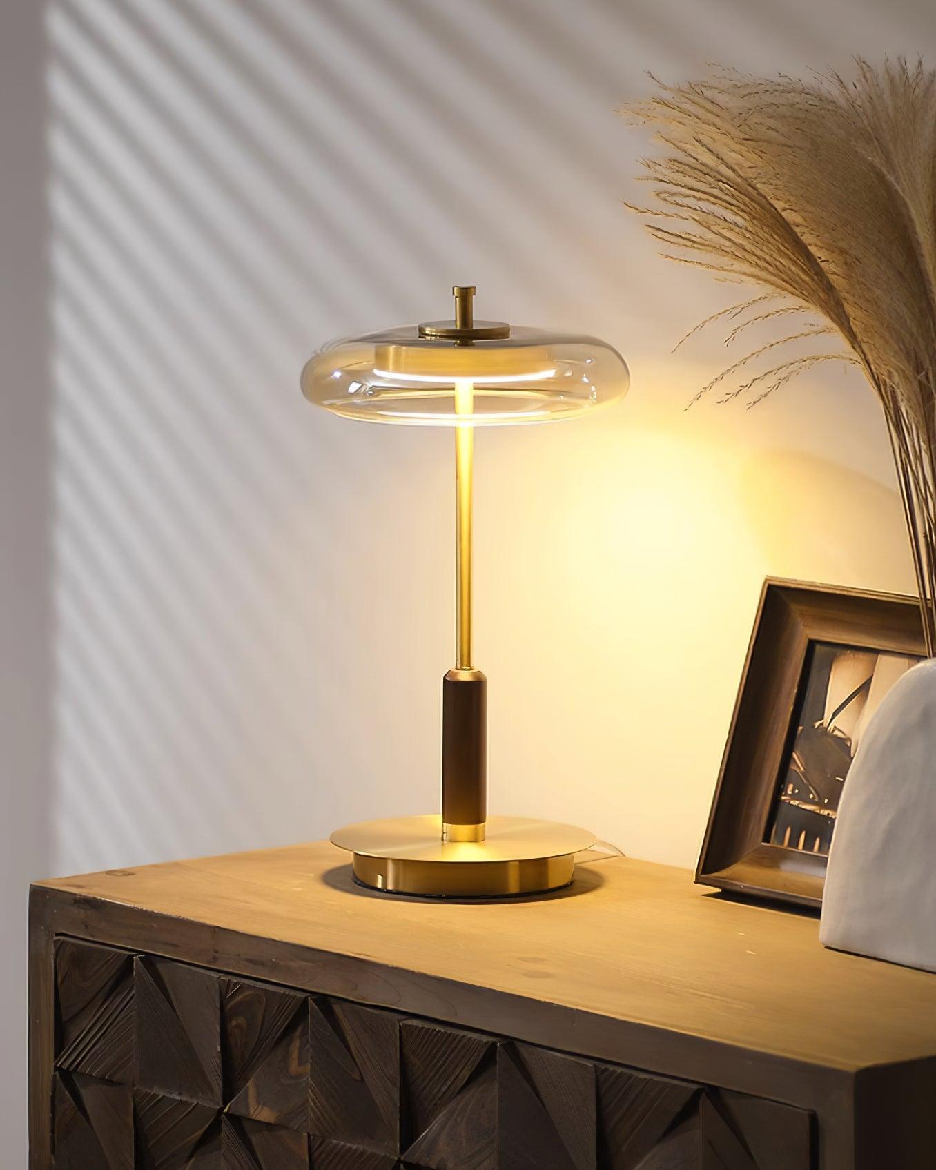 Lumisol | Lampa stołowa ze szkła i drewna
