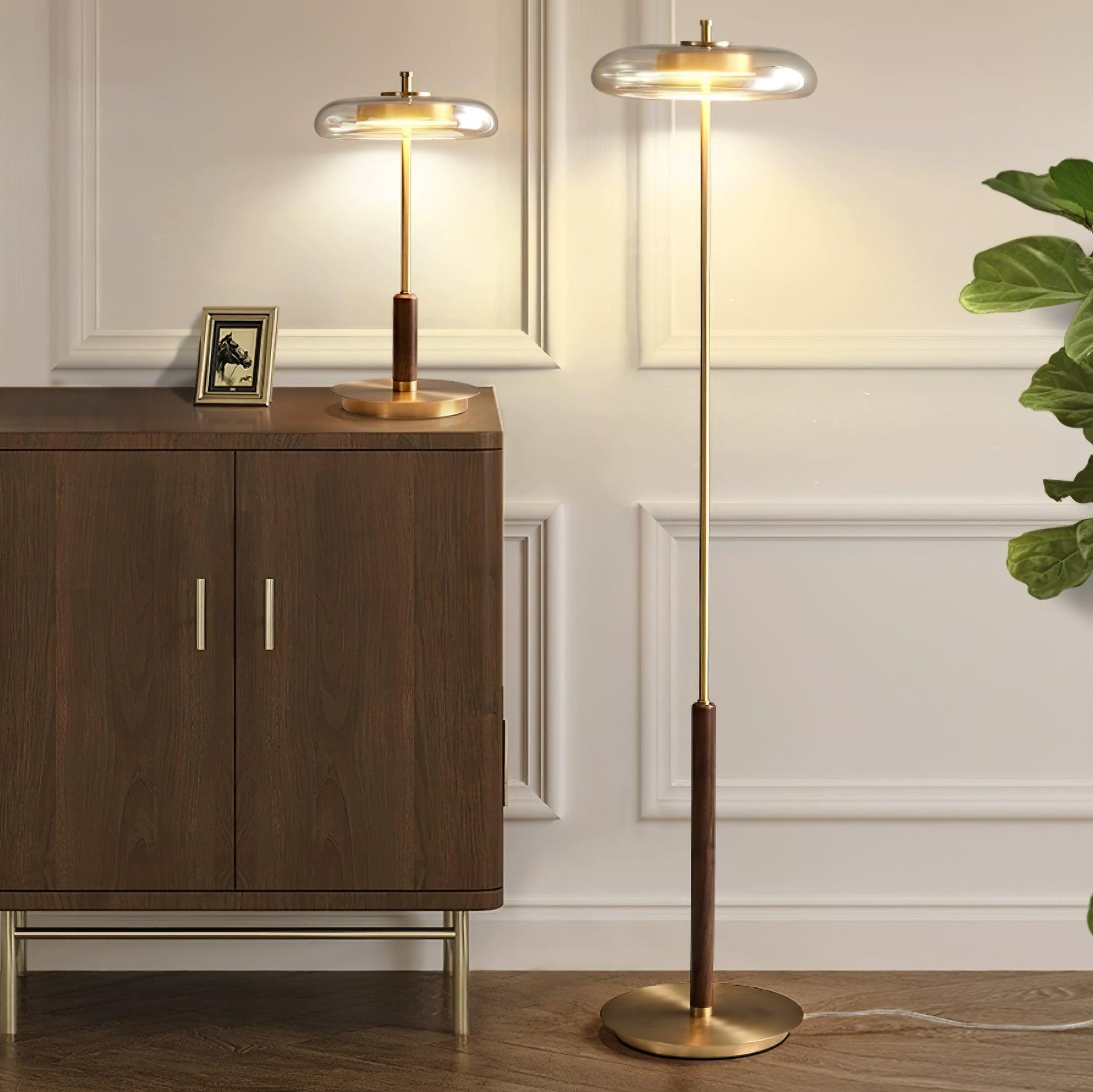 Lumisol | Lampa stołowa ze szkła i drewna
