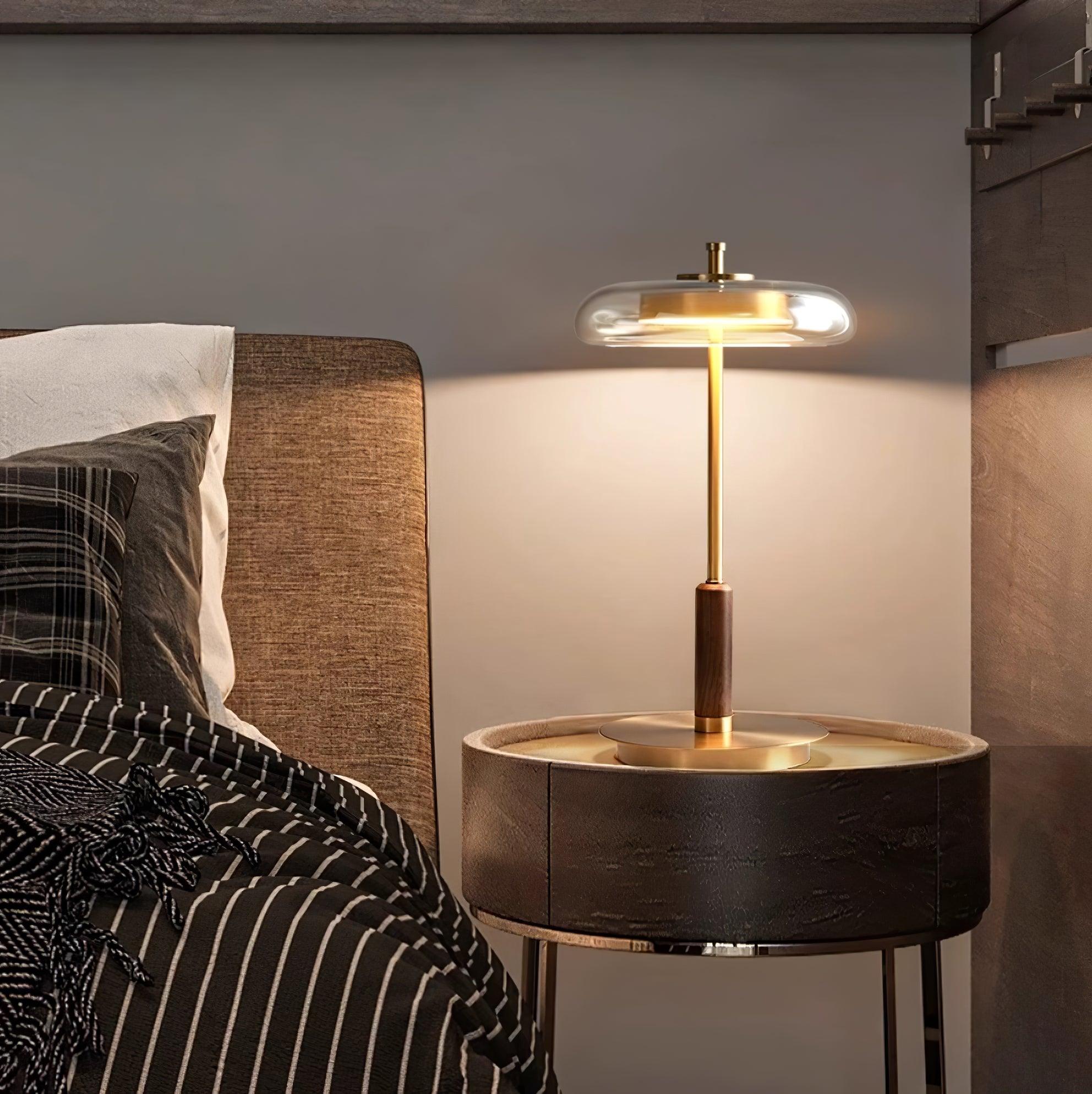 Lumisol | Lampa stołowa ze szkła i drewna