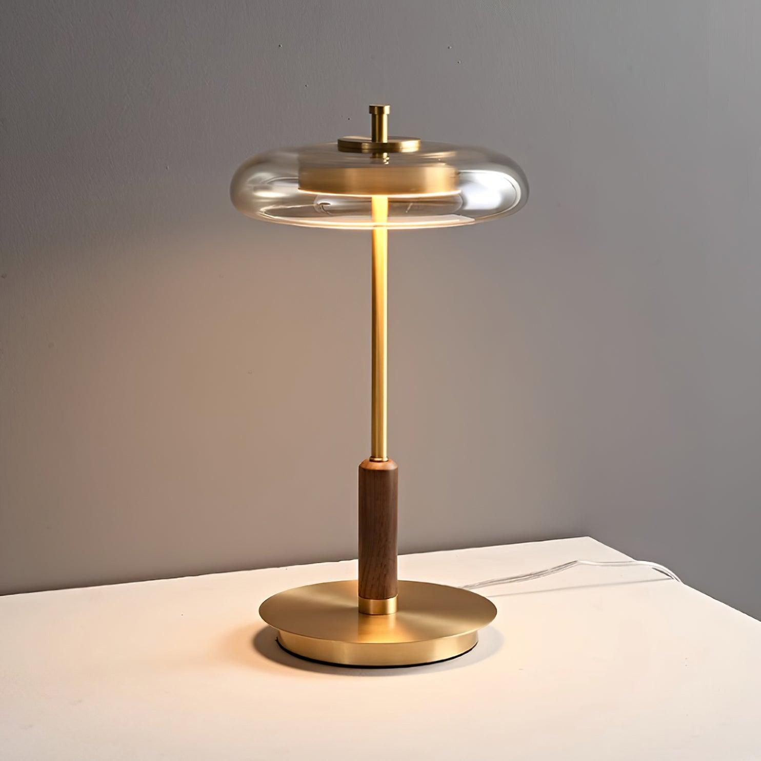 Lumisol | Lampa stołowa ze szkła i drewna