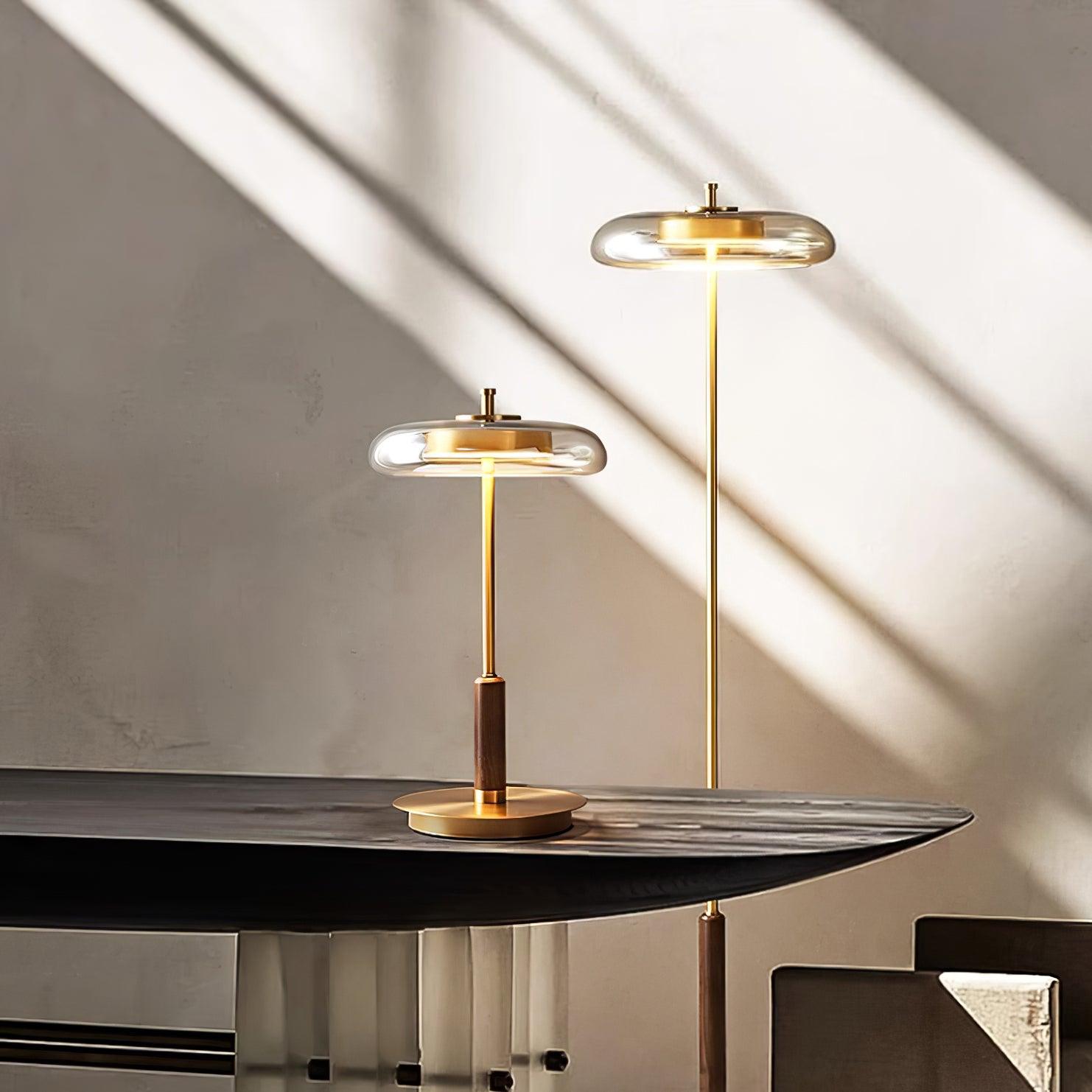 Lumisol | Lampa stołowa ze szkła i drewna