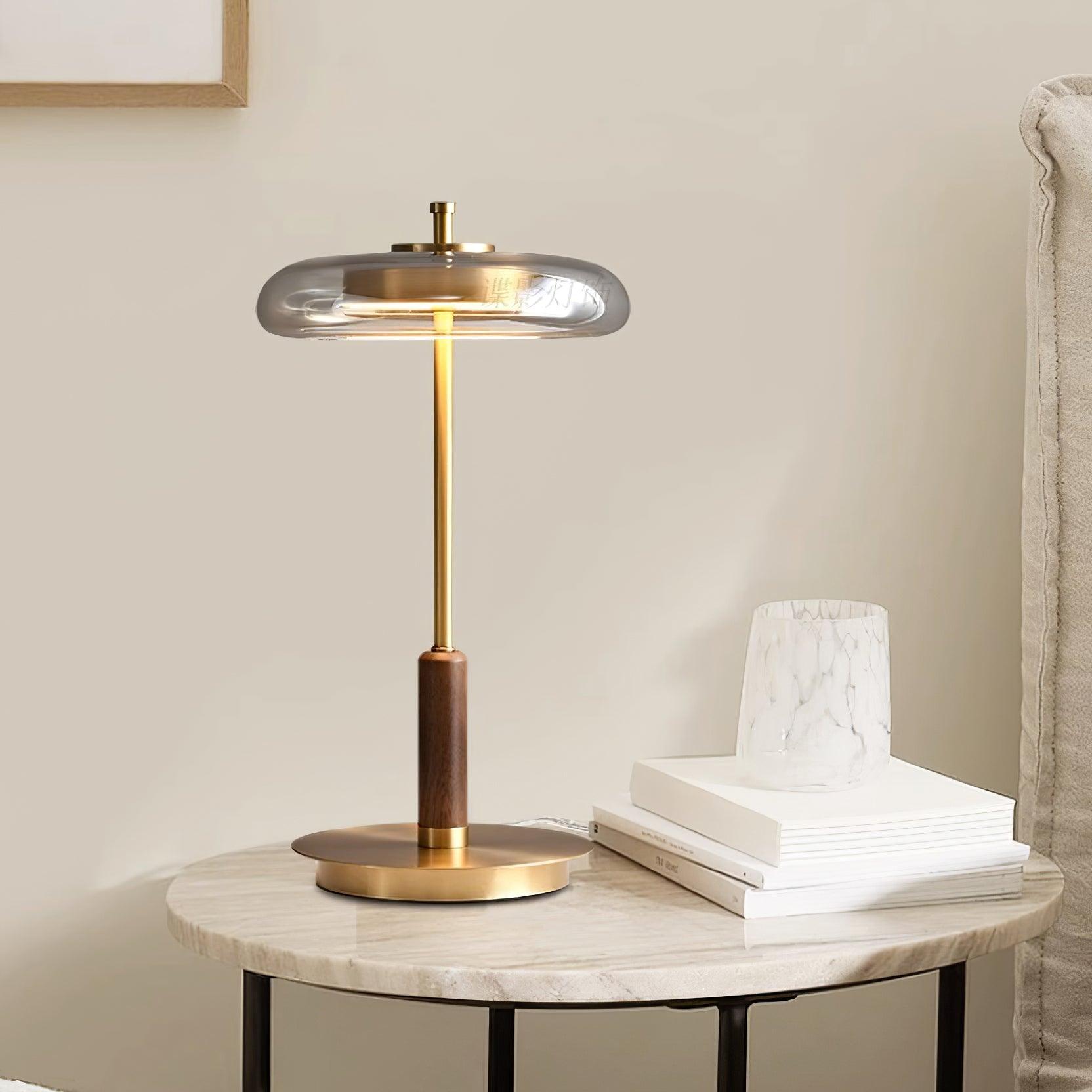 Lumisol | Lampa stołowa ze szkła i drewna