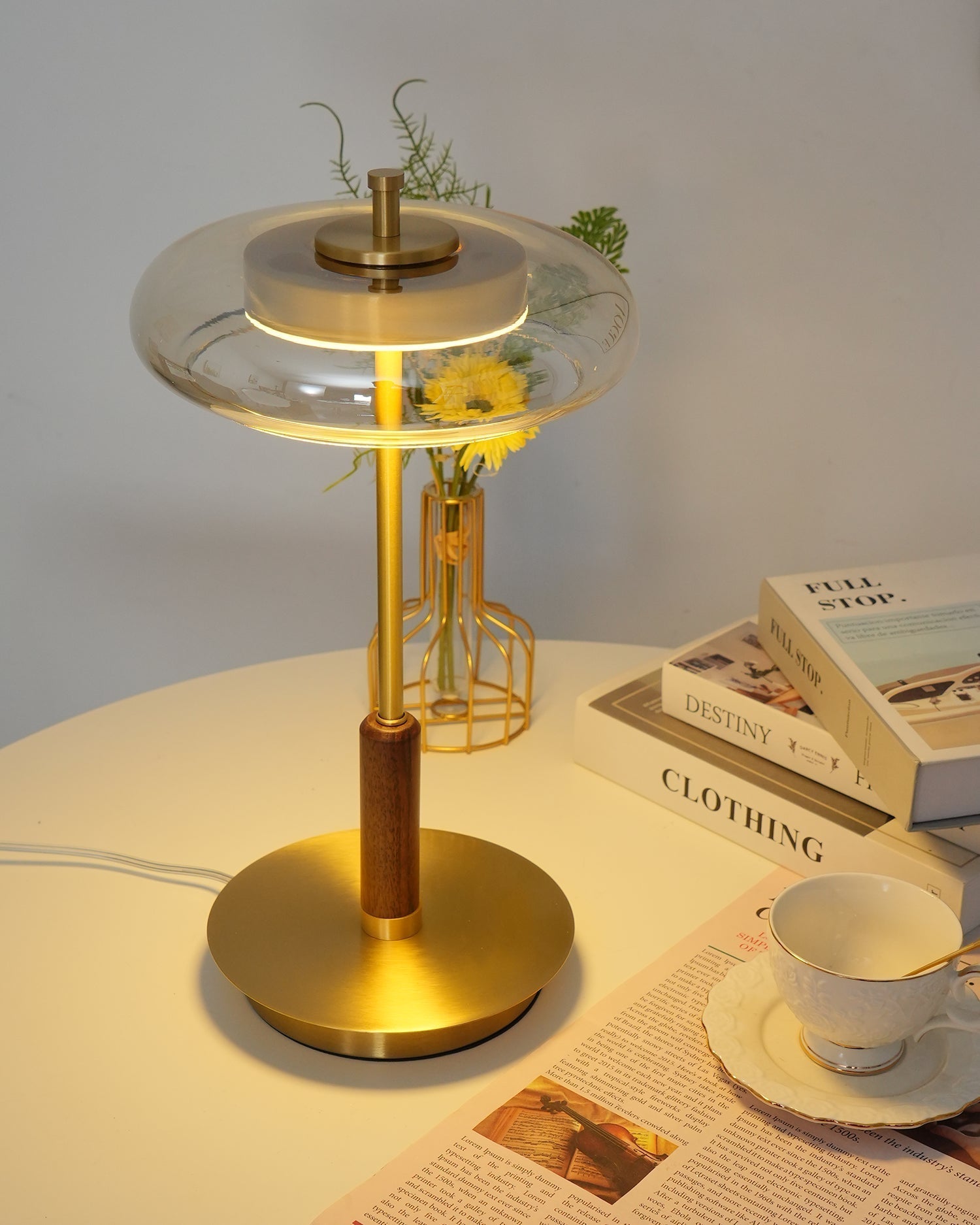Lumisol | Lampa stołowa ze szkła i drewna
