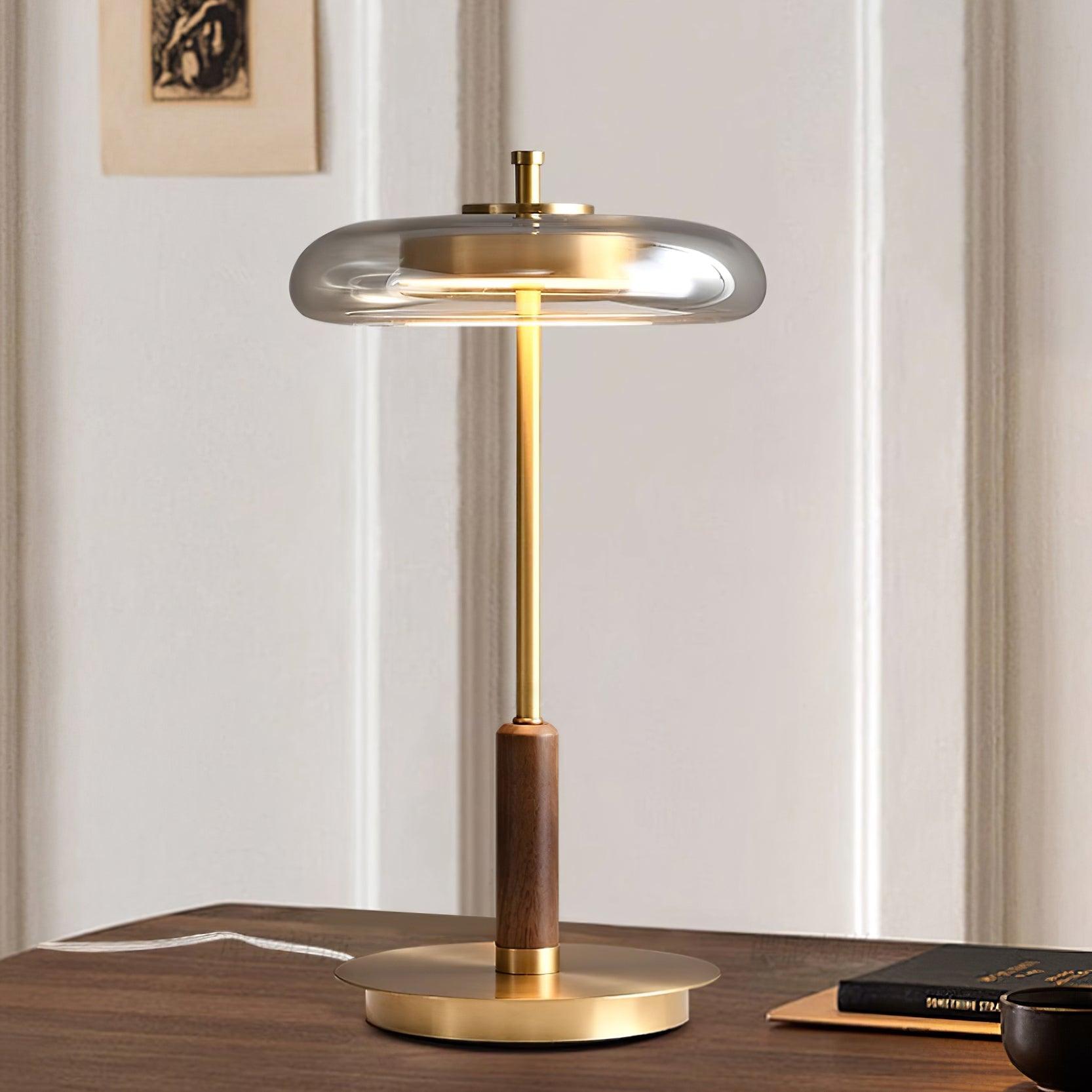 Lumisol | Lampa stołowa ze szkła i drewna