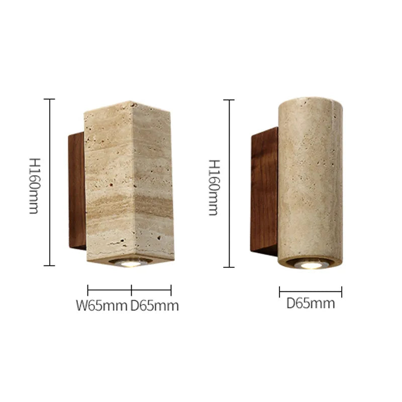 Travertin | Nowoczesna lampa ścienna LED z naturalnego kamienia