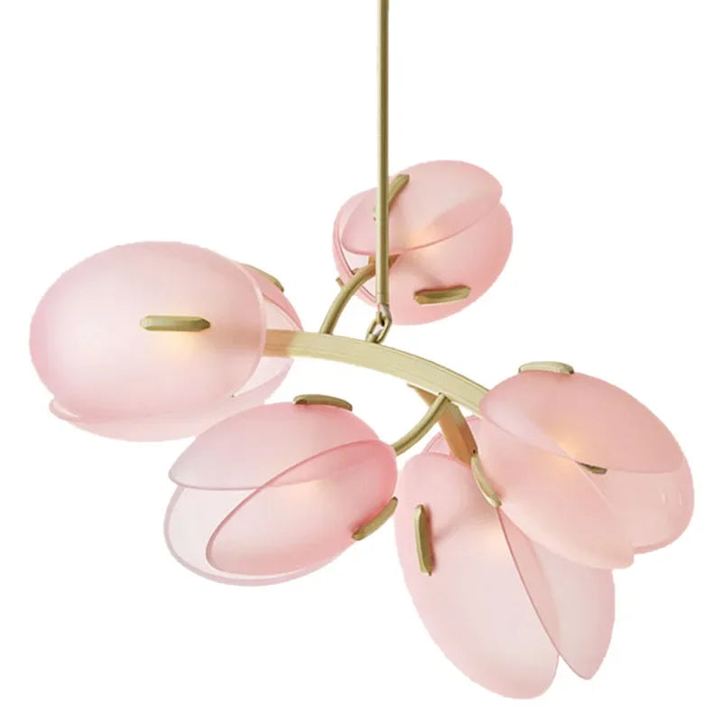 Nordlicht | Lampa sufitowa z różowego szkła w kształcie tulipana