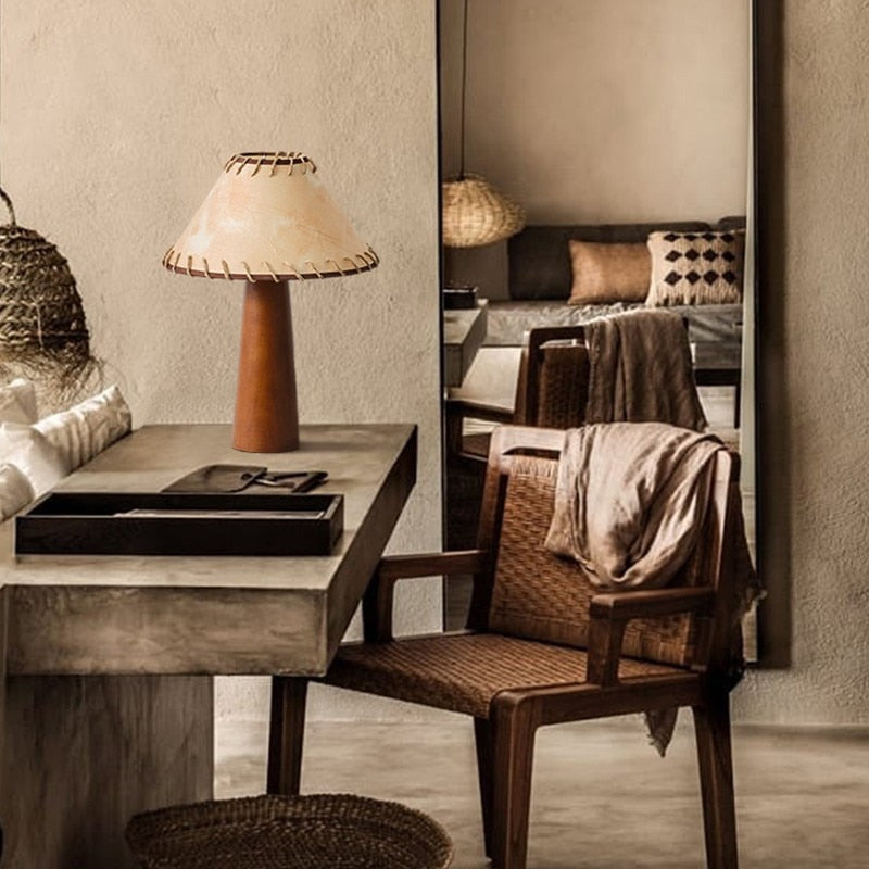 ZenWood | Lampa stołowa LED z drewna w stylu Wabi-Sabi w stylu japońskim