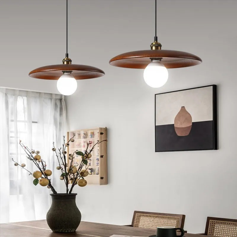 Oriva | Lampa wisząca w kształcie drewnianego krążka