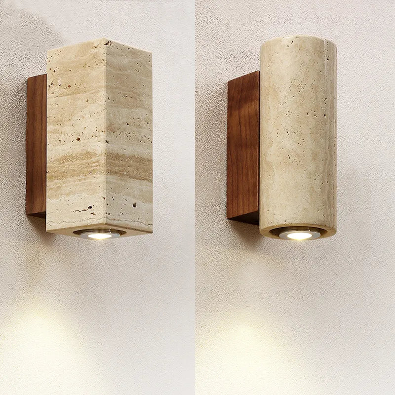Travertin | Nowoczesna lampa ścienna LED z naturalnego kamienia