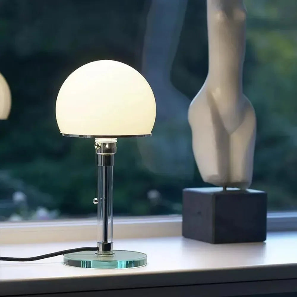 Orvella | szklana lampa stołowa z kloszem z opalizującego szkła