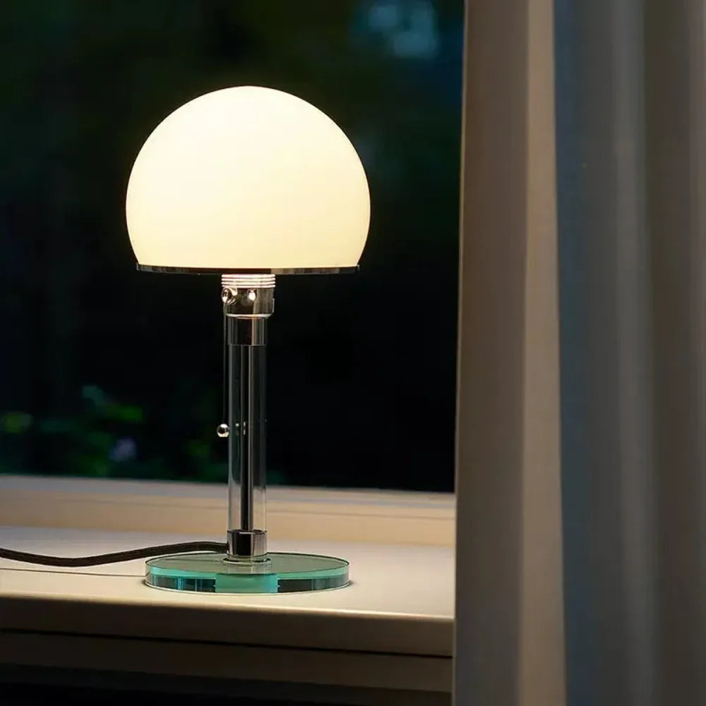 Orvella | szklana lampa stołowa z kloszem z opalizującego szkła