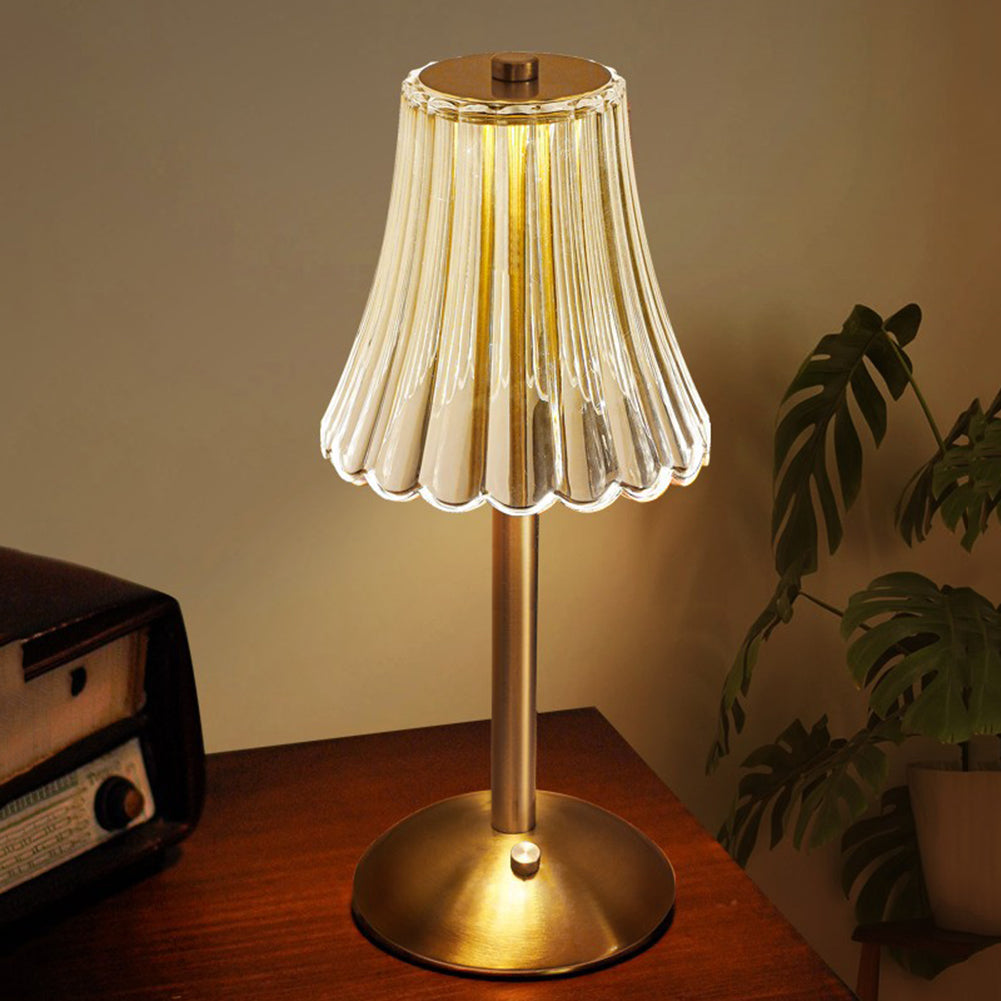 Luminique | Lampa stołowa z karbowanym kloszem szklanym