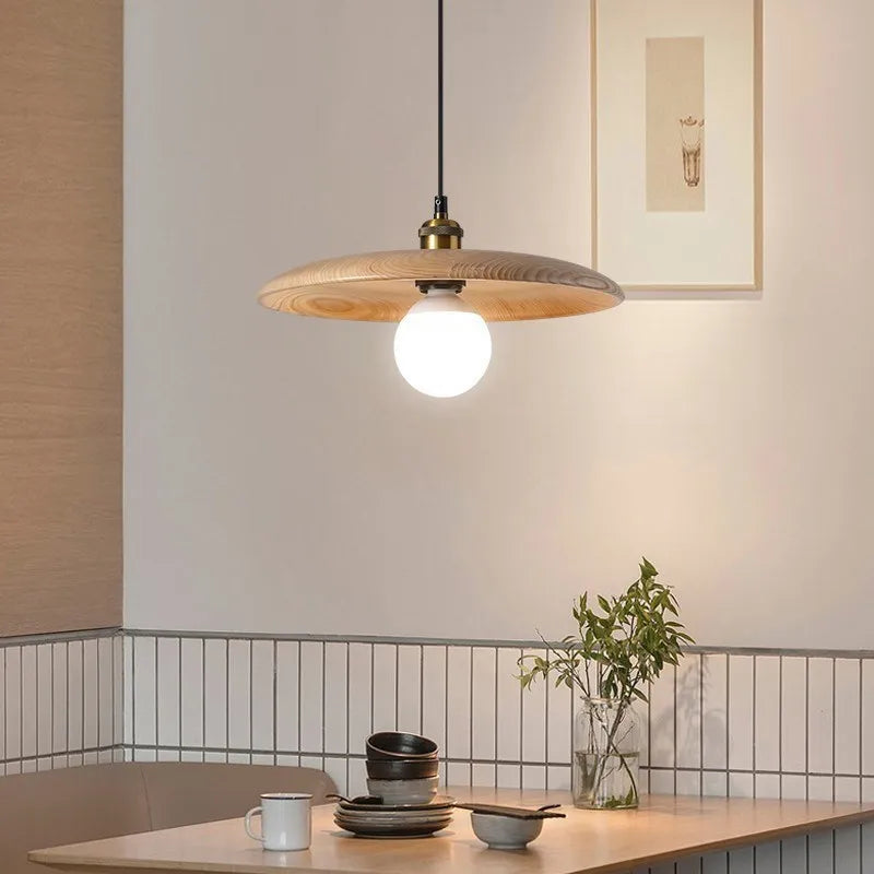 Oriva | Lampa wisząca w kształcie drewnianego krążka